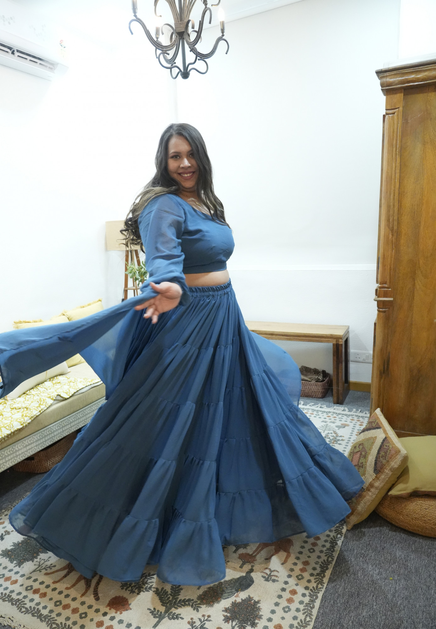 Dusky Grey Georgette Lehenga Set