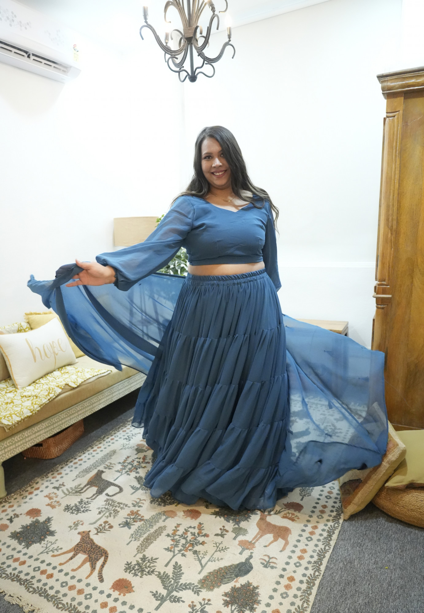 Dusky Grey Georgette Lehenga Set