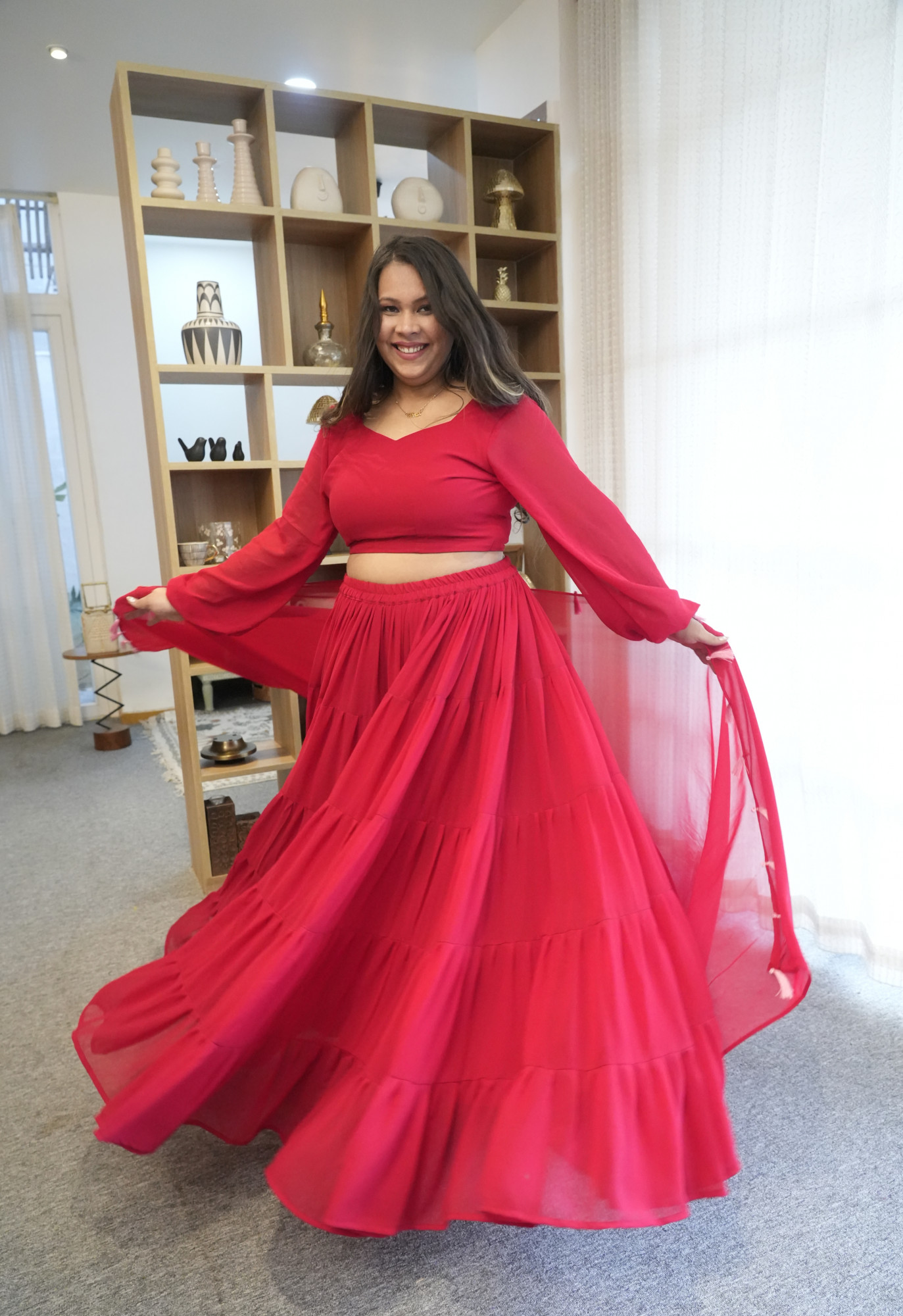 CherryBlossom Georgette Lehenga Set