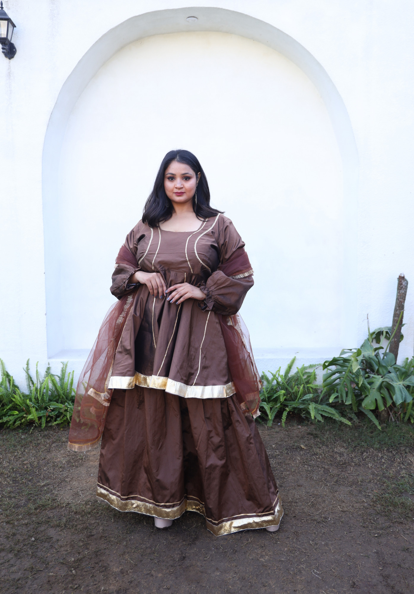 Coffee Sharara Suit Set