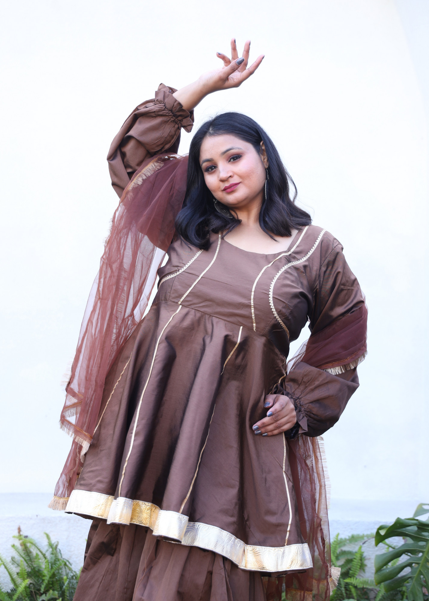 Coffee Sharara Suit Set