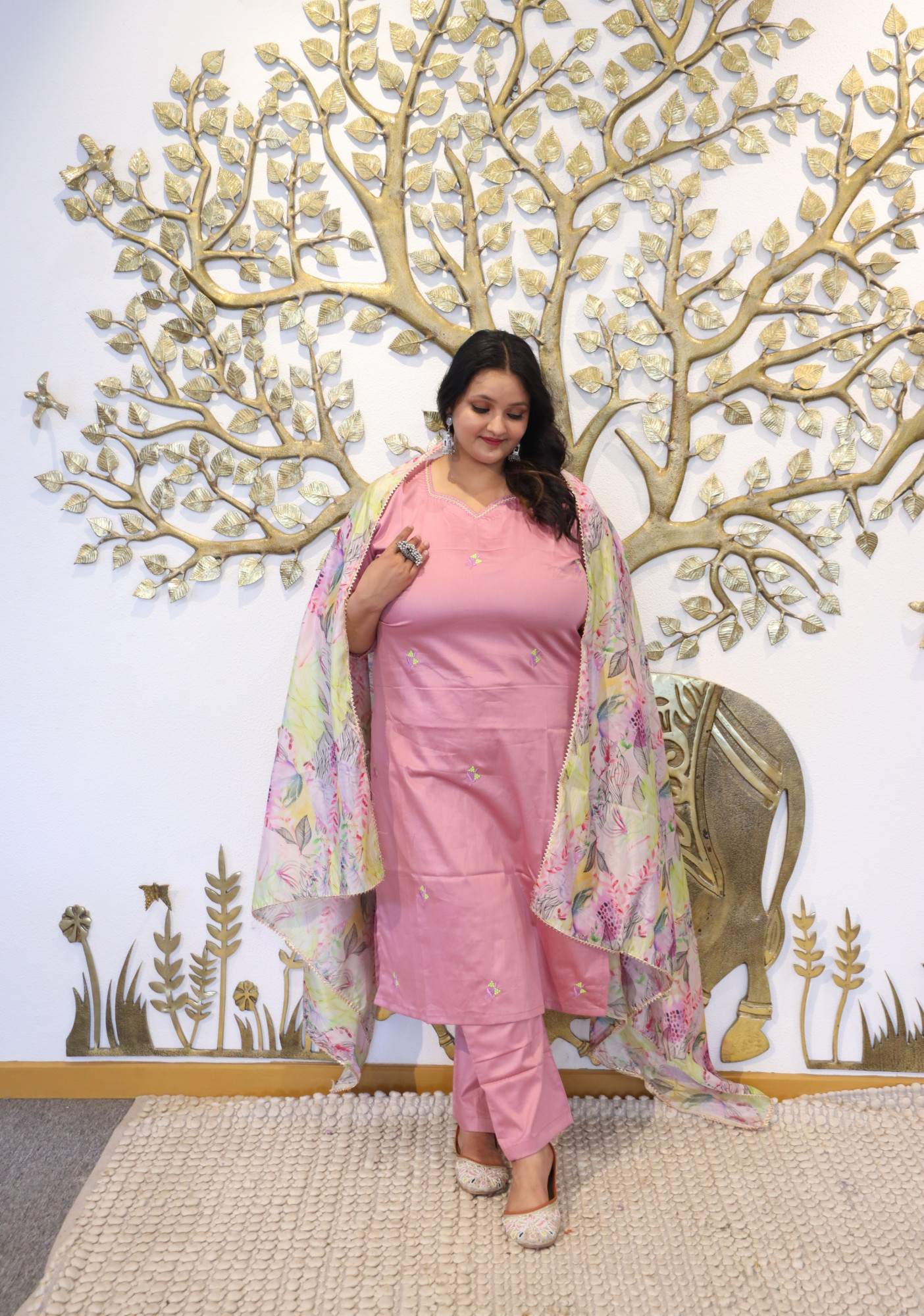 Pink Passion Embroidered Suit Set