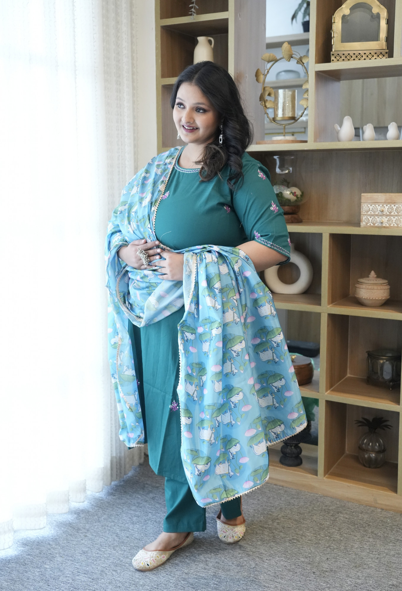 Stellar Turquoise Embroidered Suit Set