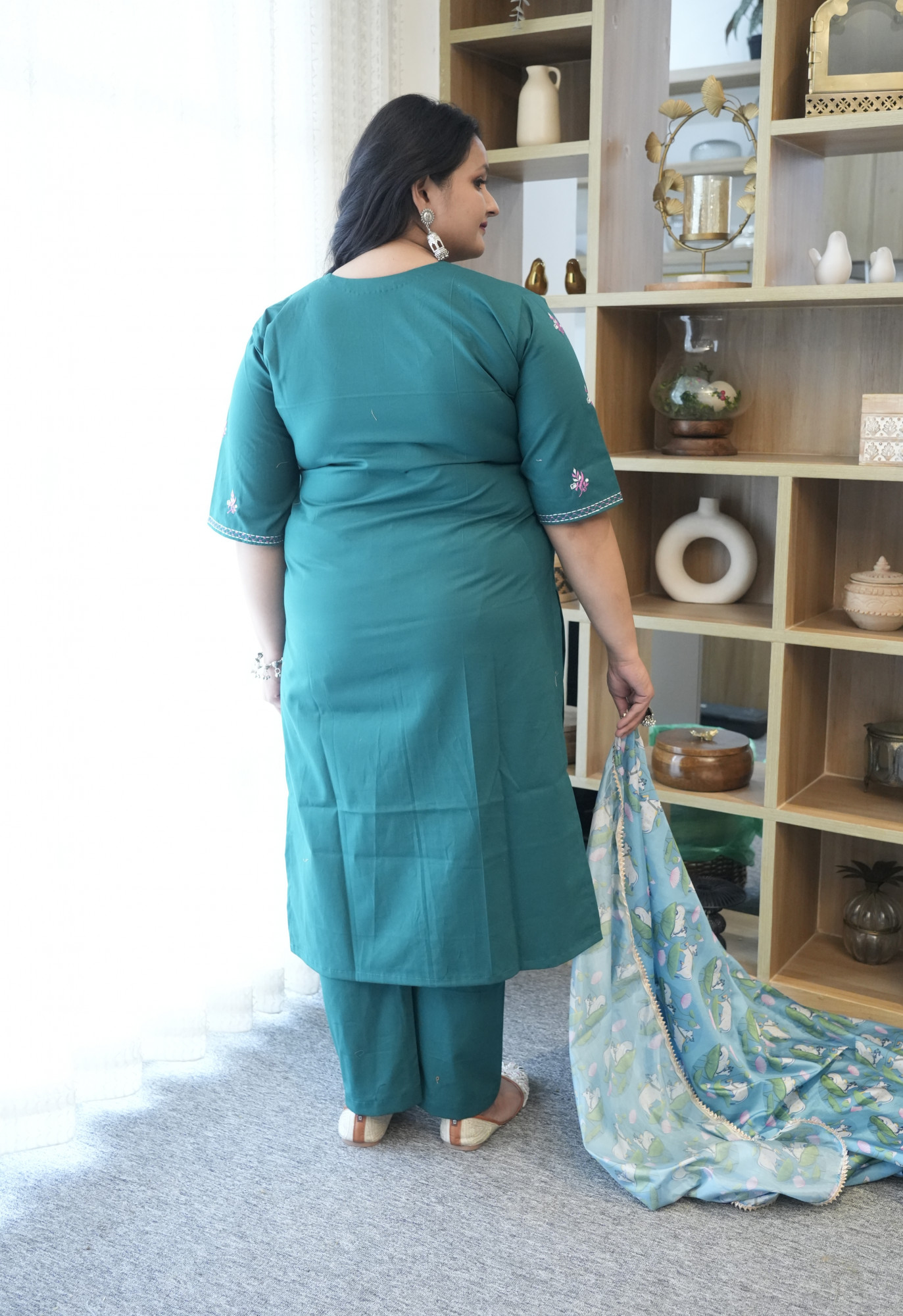 Stellar Turquoise Embroidered Suit Set