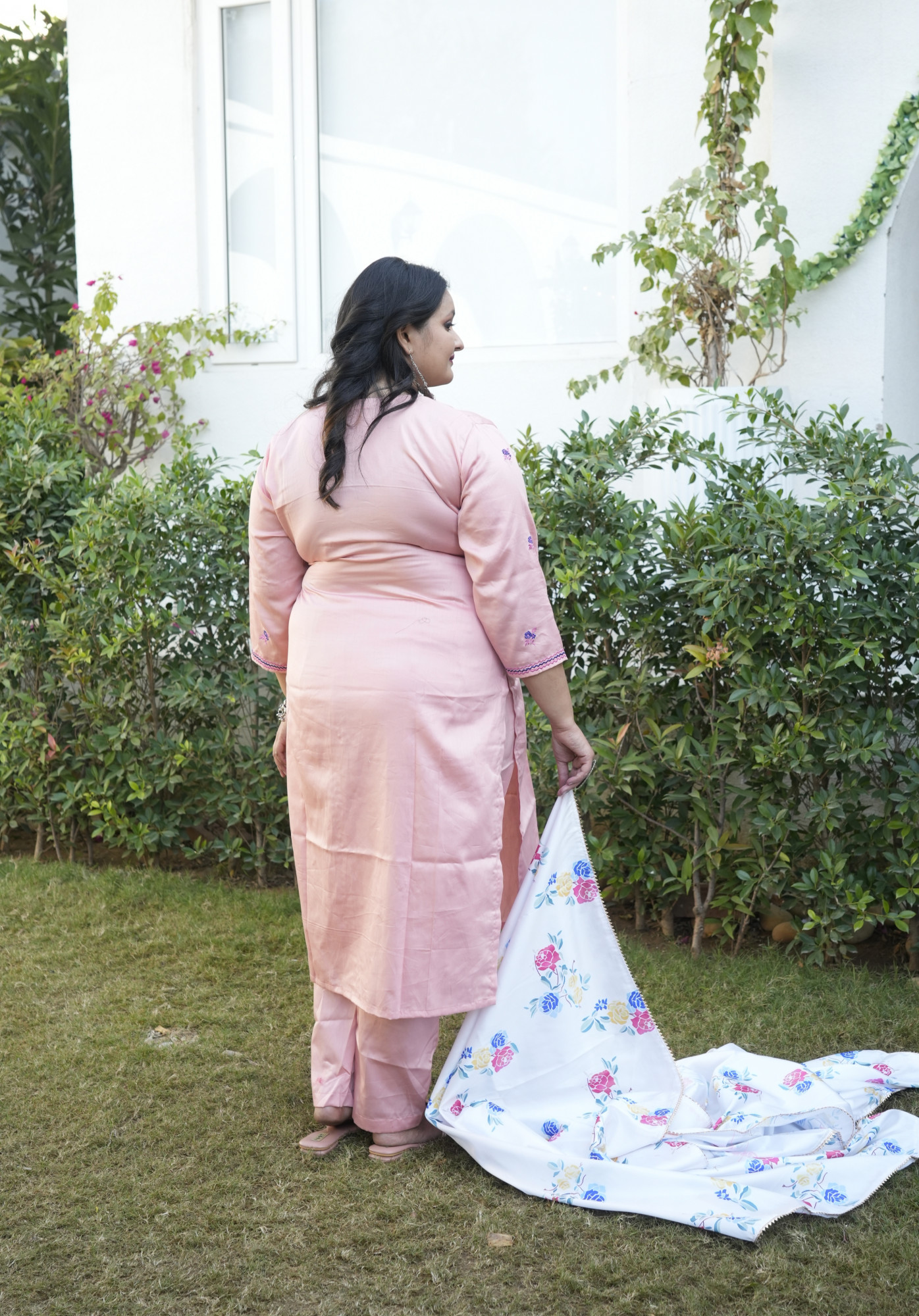 Aurora Peach Embroidered Suit Set