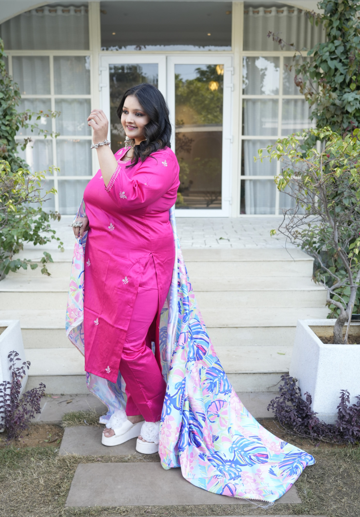 Fushia Fenzy Embroidered Suit Set