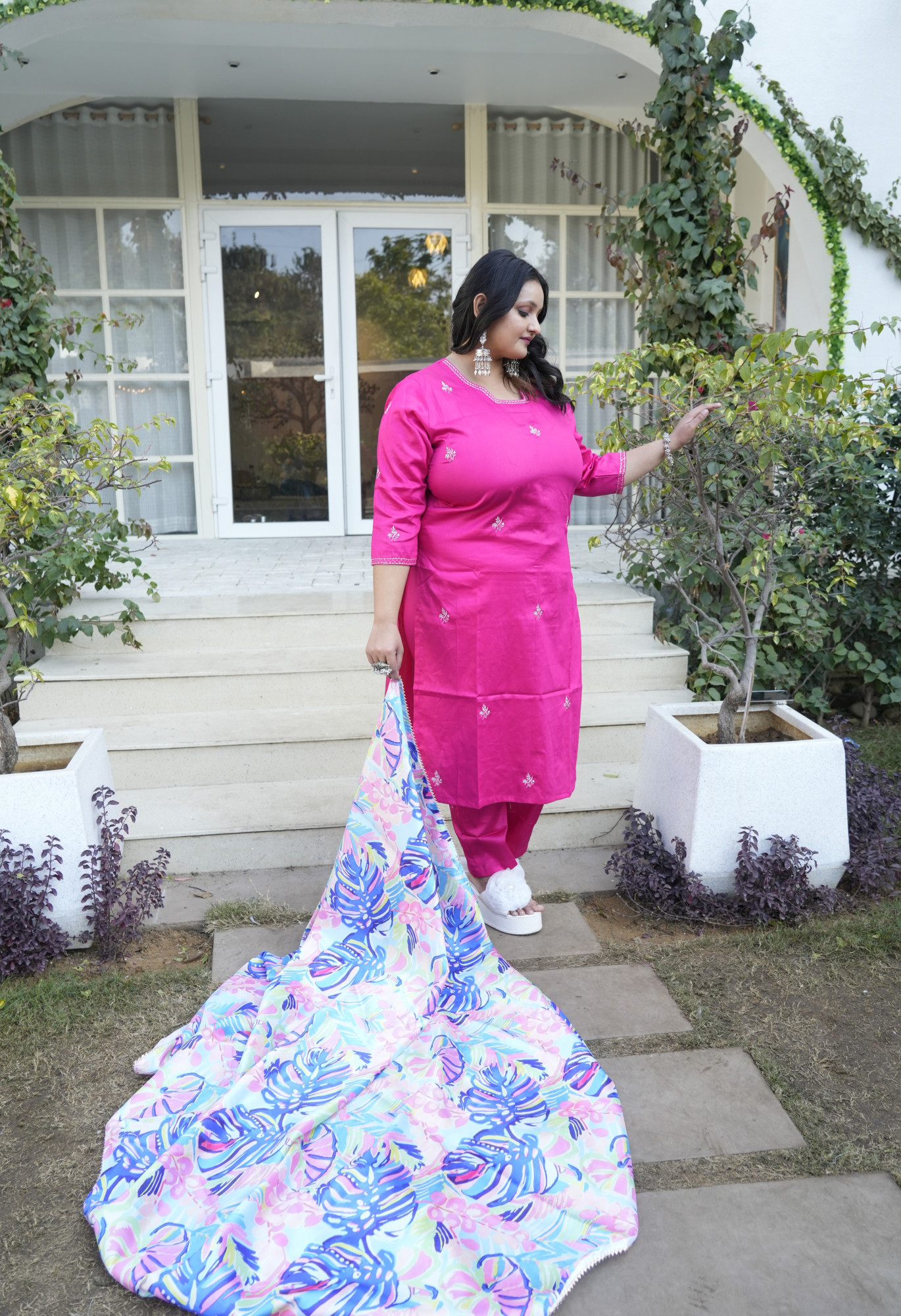 Fushia Fenzy Embroidered Suit Set