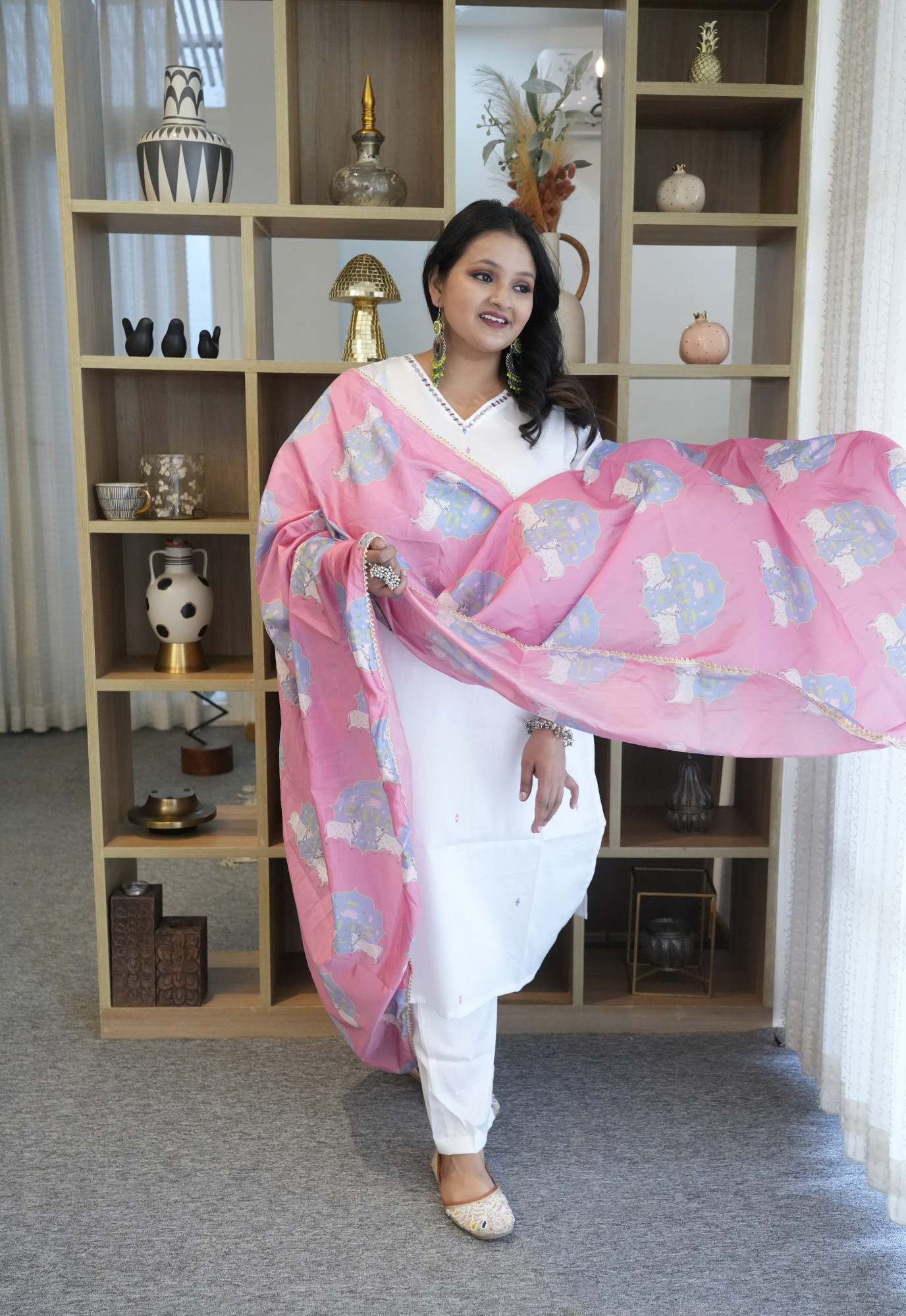 Pearl White Embroidered Suit Set