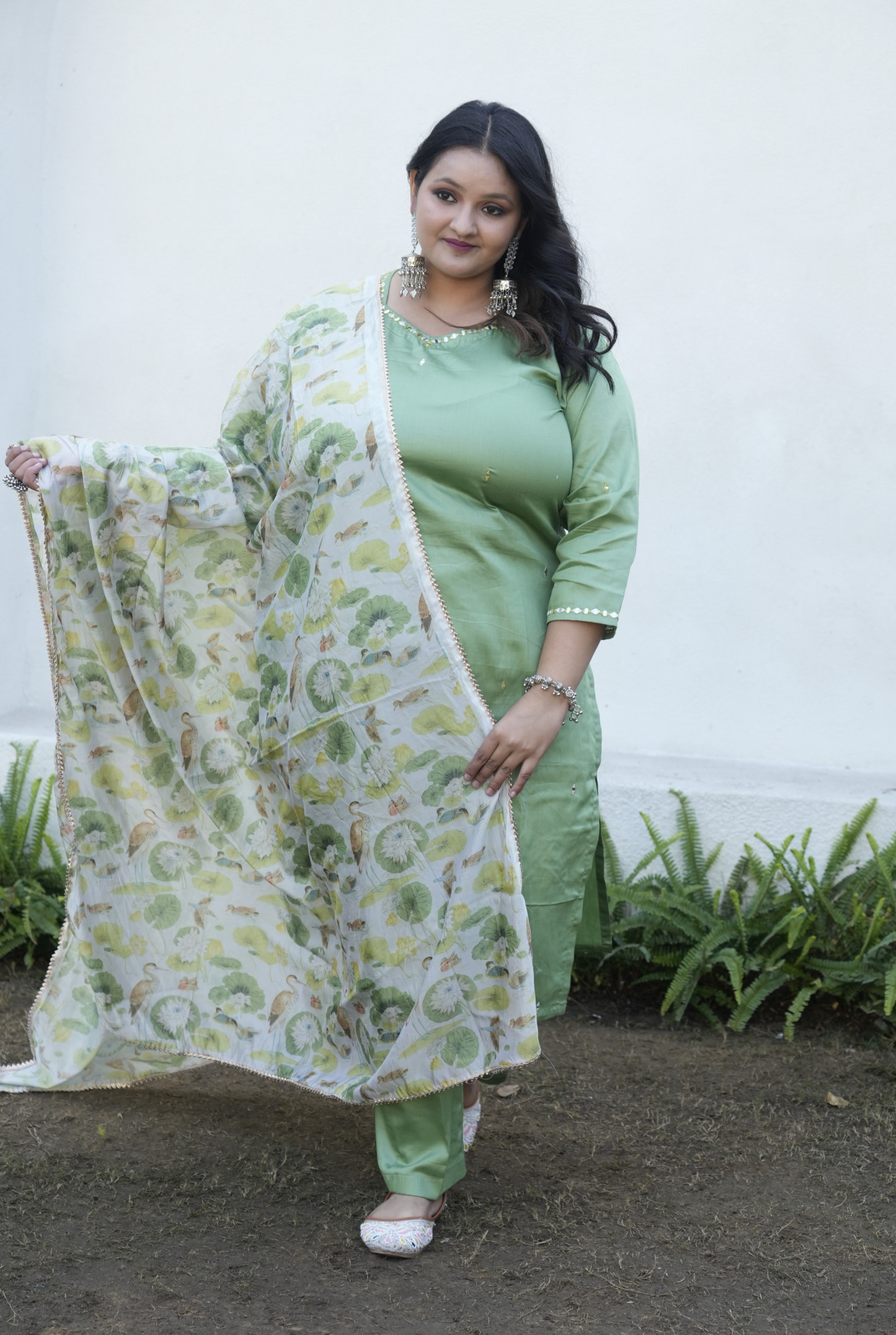 Olive Oasis Embroidered Suit Set