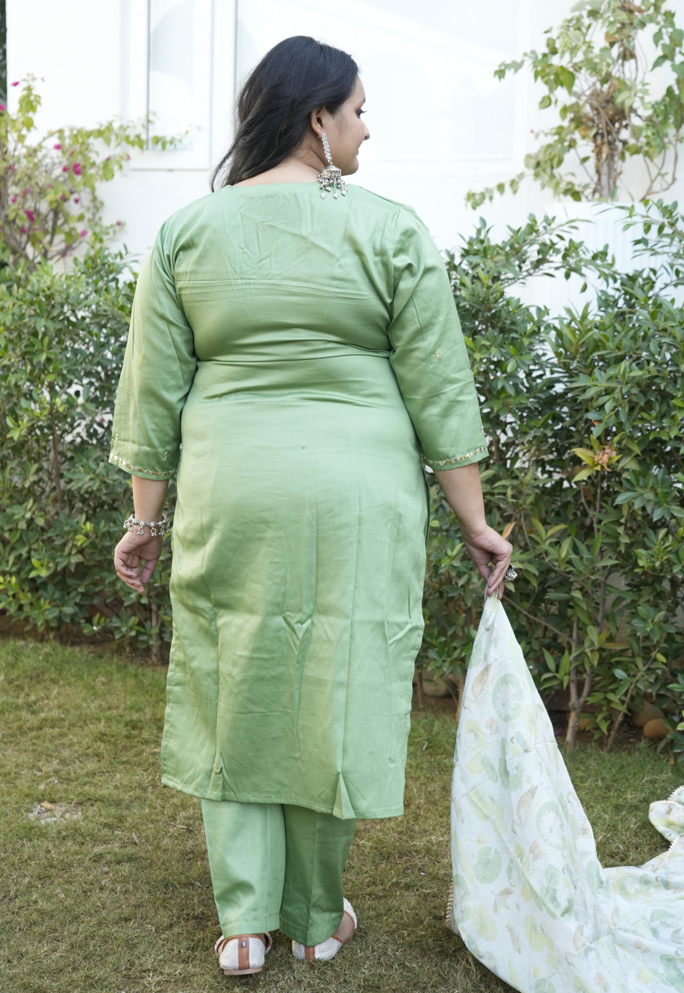 Olive Oasis Embroidered Suit Set