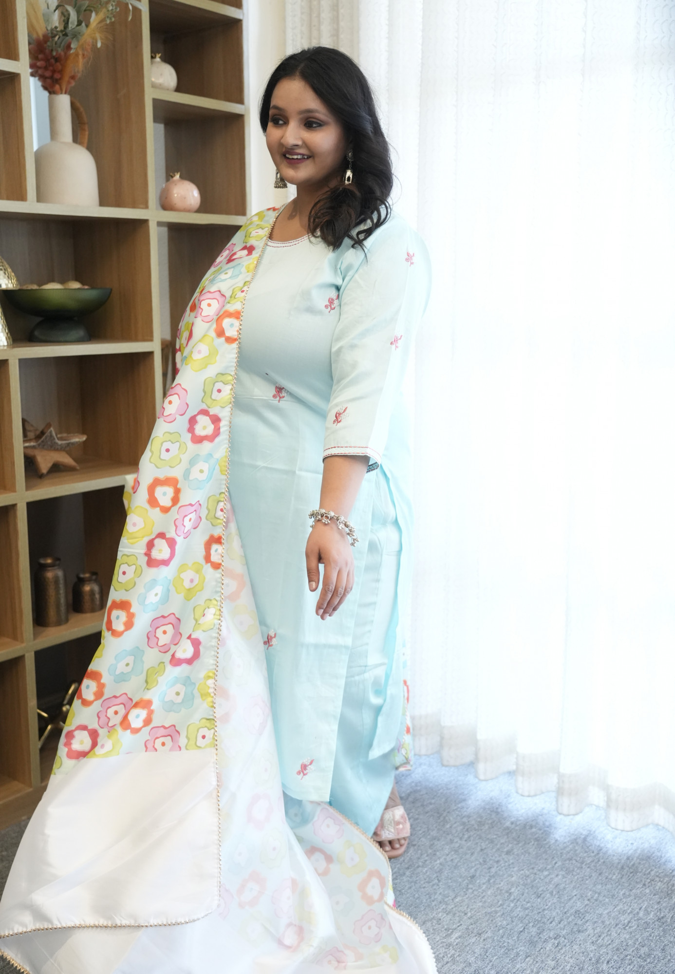 Morning Mist Embroidered Suit Set