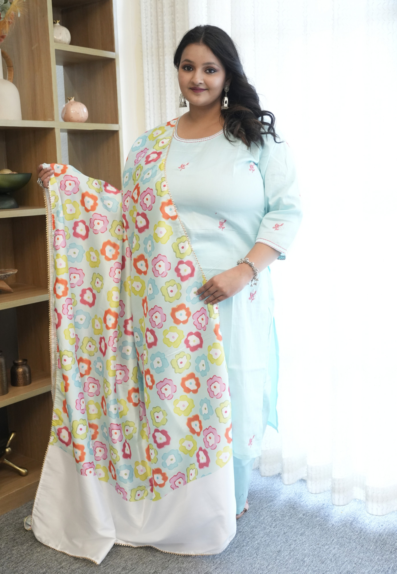 Morning Mist Embroidered Suit Set