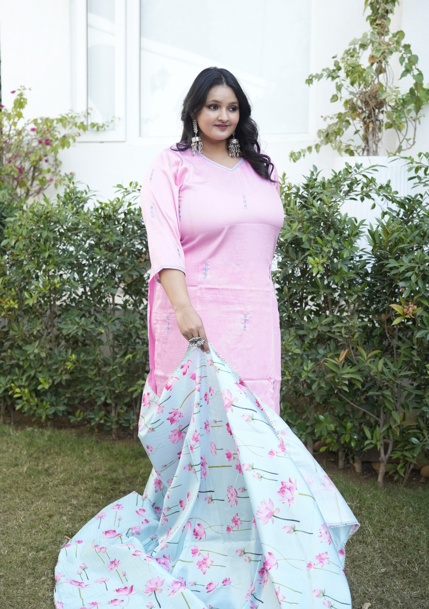 Petal Pink Embroidered Suit Set