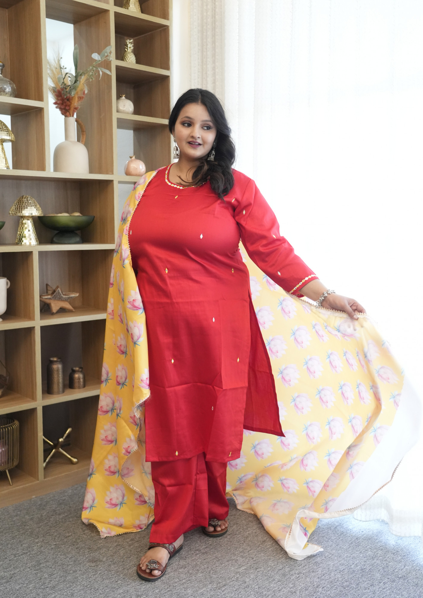 Tangy Tomato Embroidered Suit Set