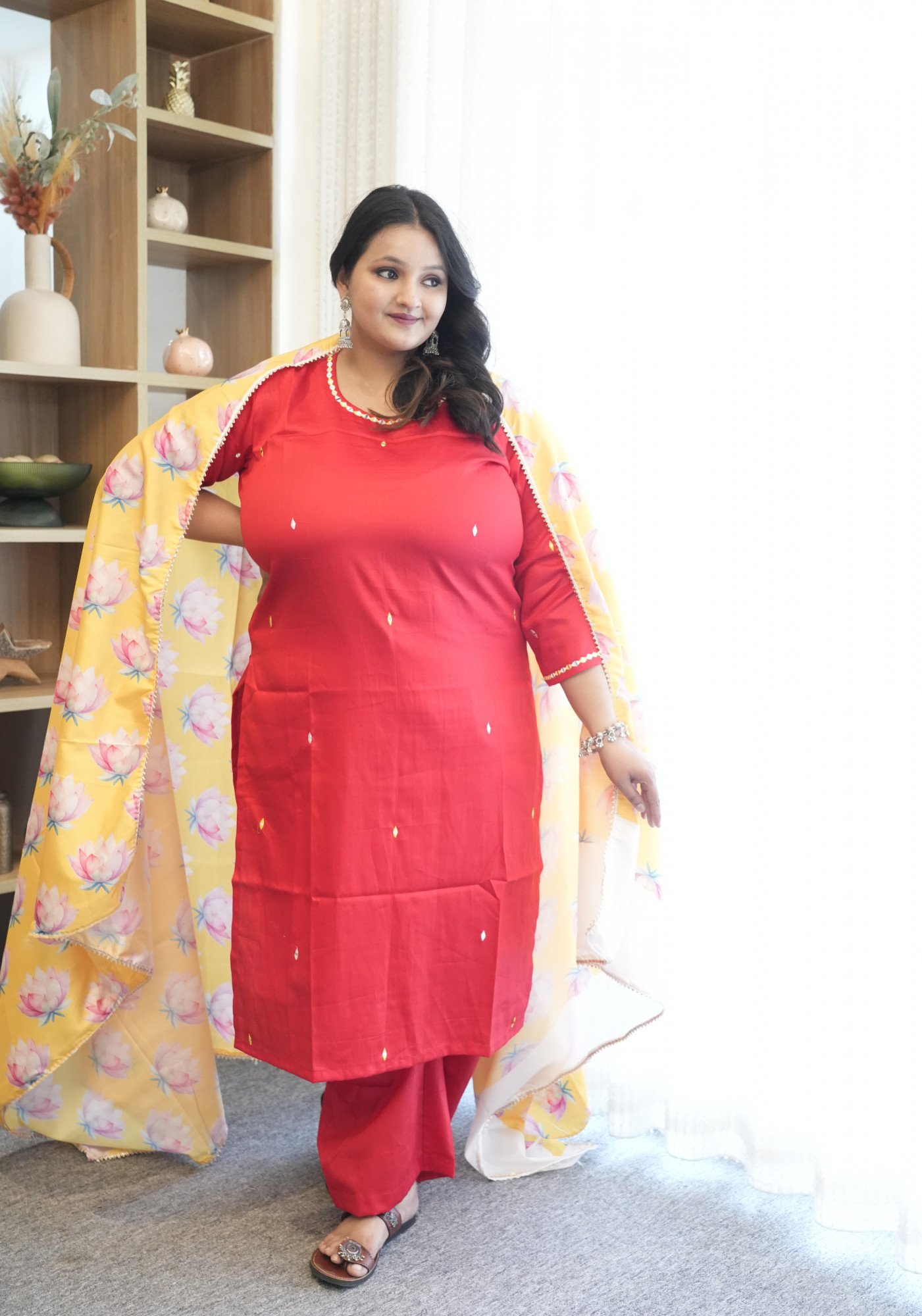 Tangy Tomato Embroidered Suit Set