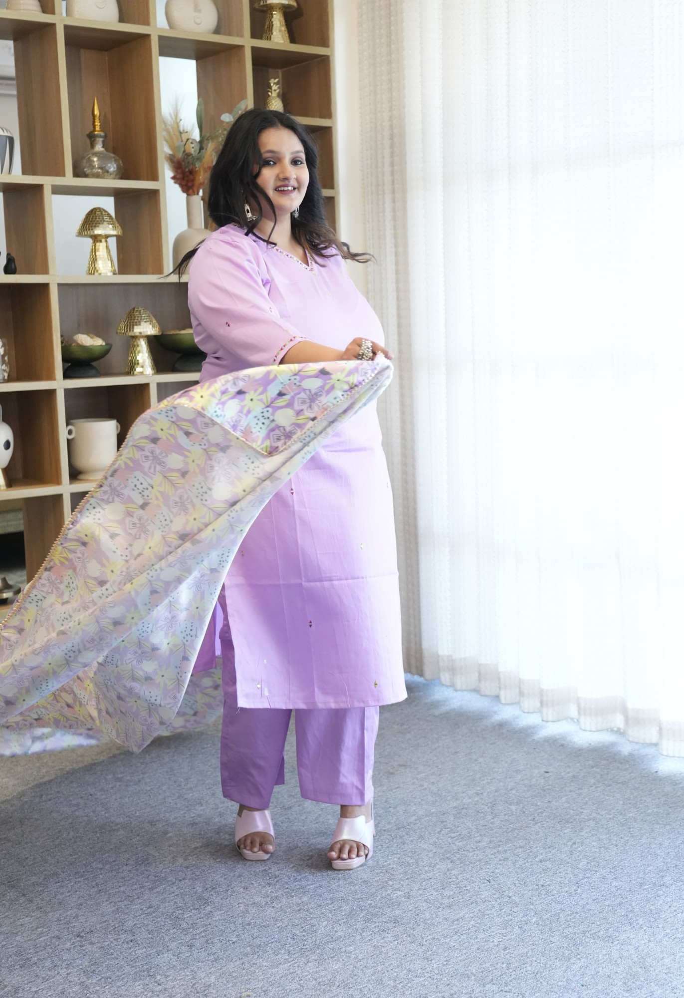 Luna Lavender Embroidered Suit Set