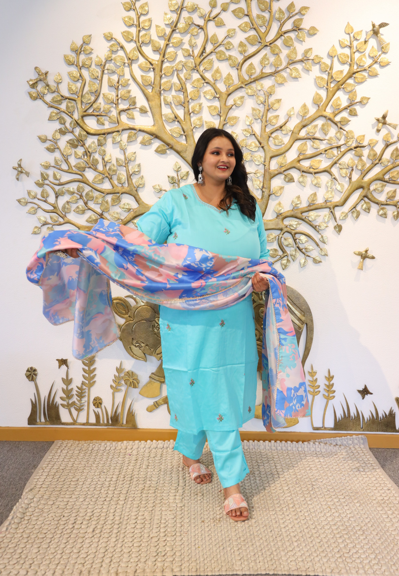 Sapphire Sky Embroidered Suit Set