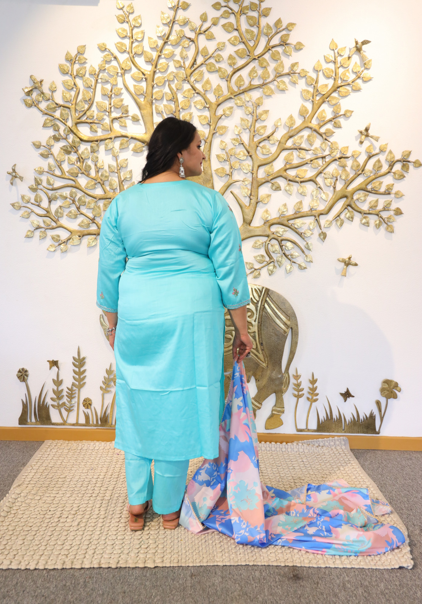 Sapphire Sky Embroidered Suit Set