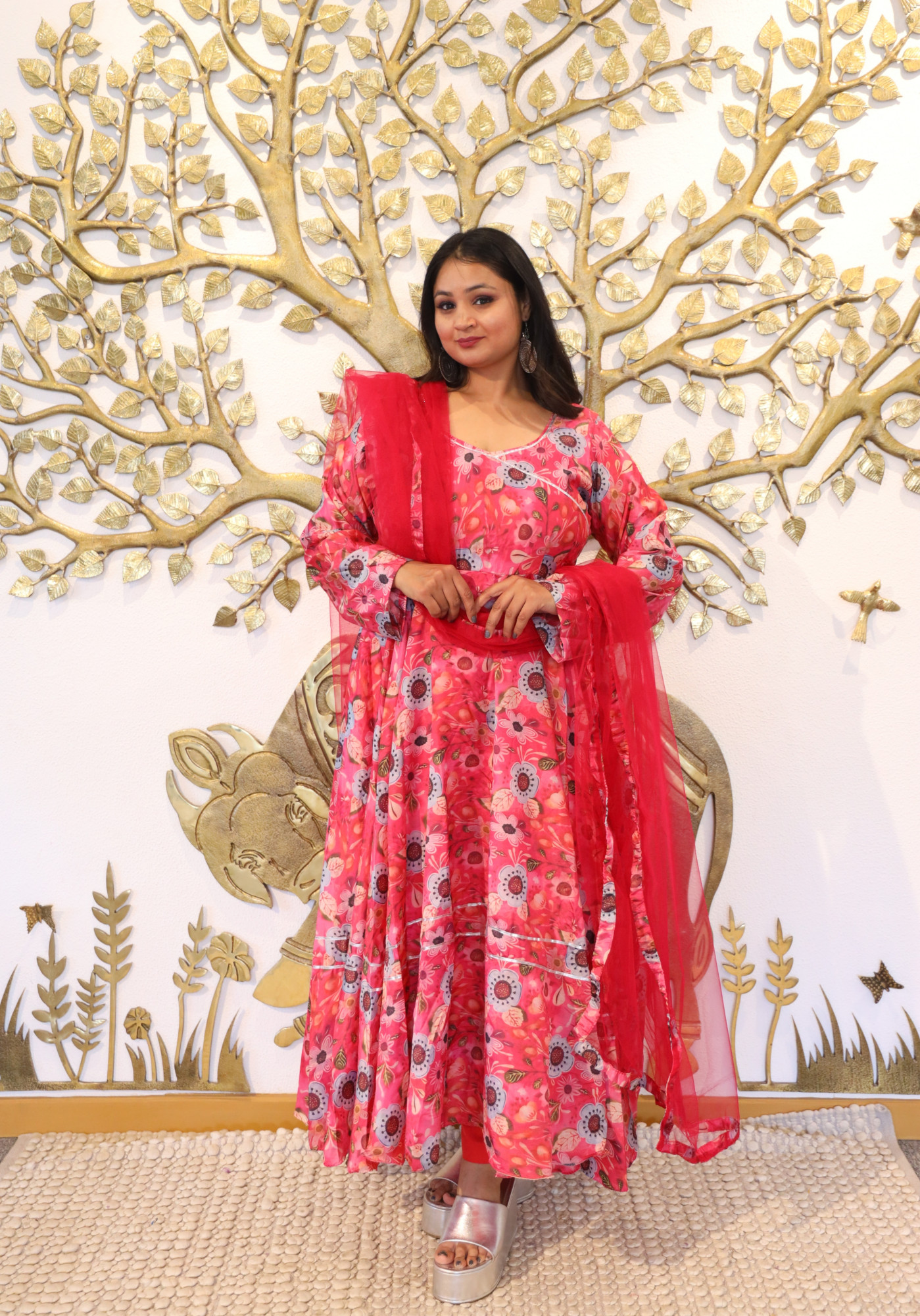 Fushia Fizz Silk Anarkali Set