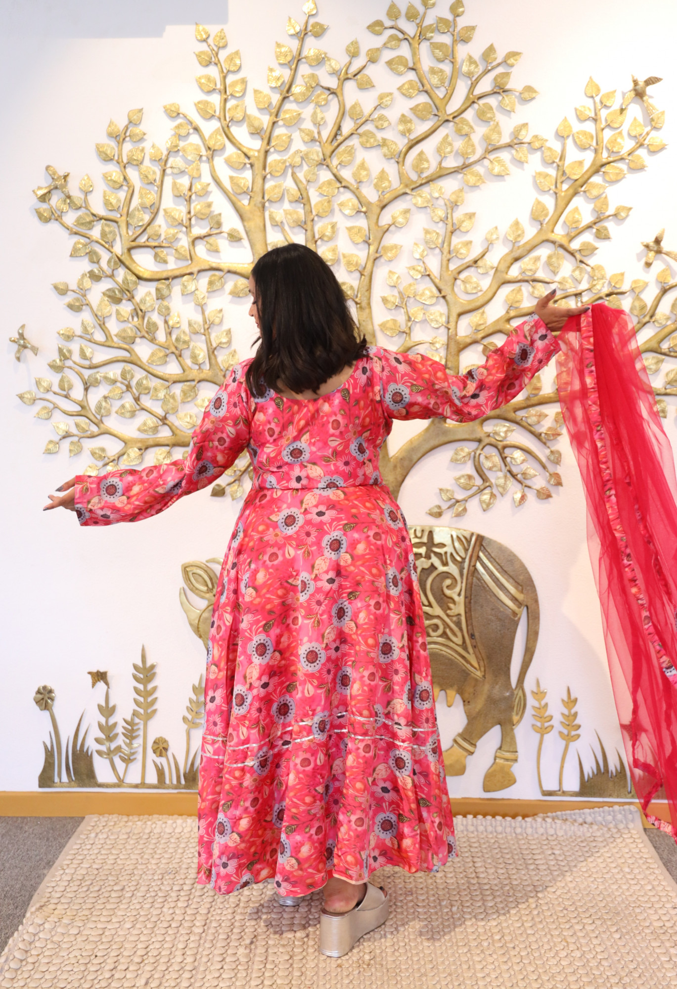 Fushia Fizz Silk Anarkali Set