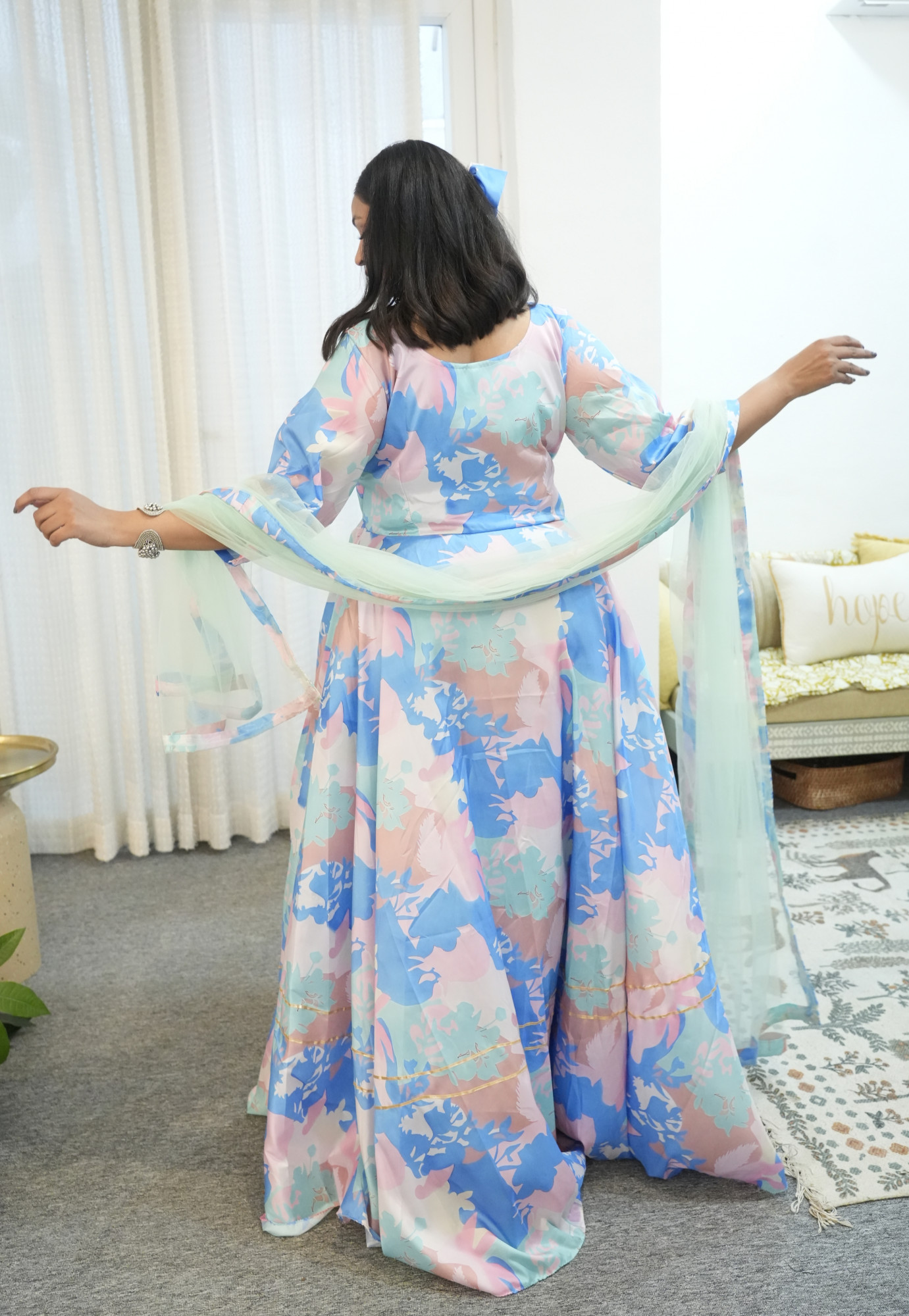 Sapphire Sky Silk Anarkali Set