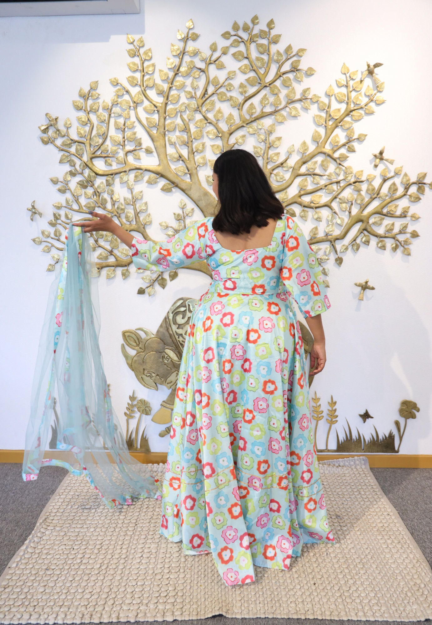 Morning Mist Silk Anarkali Set