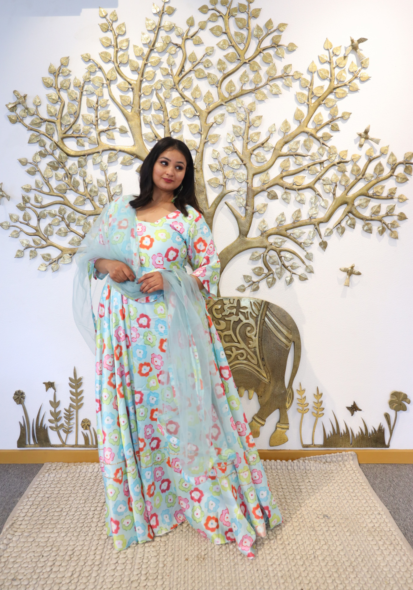 Morning Mist Silk Anarkali Set