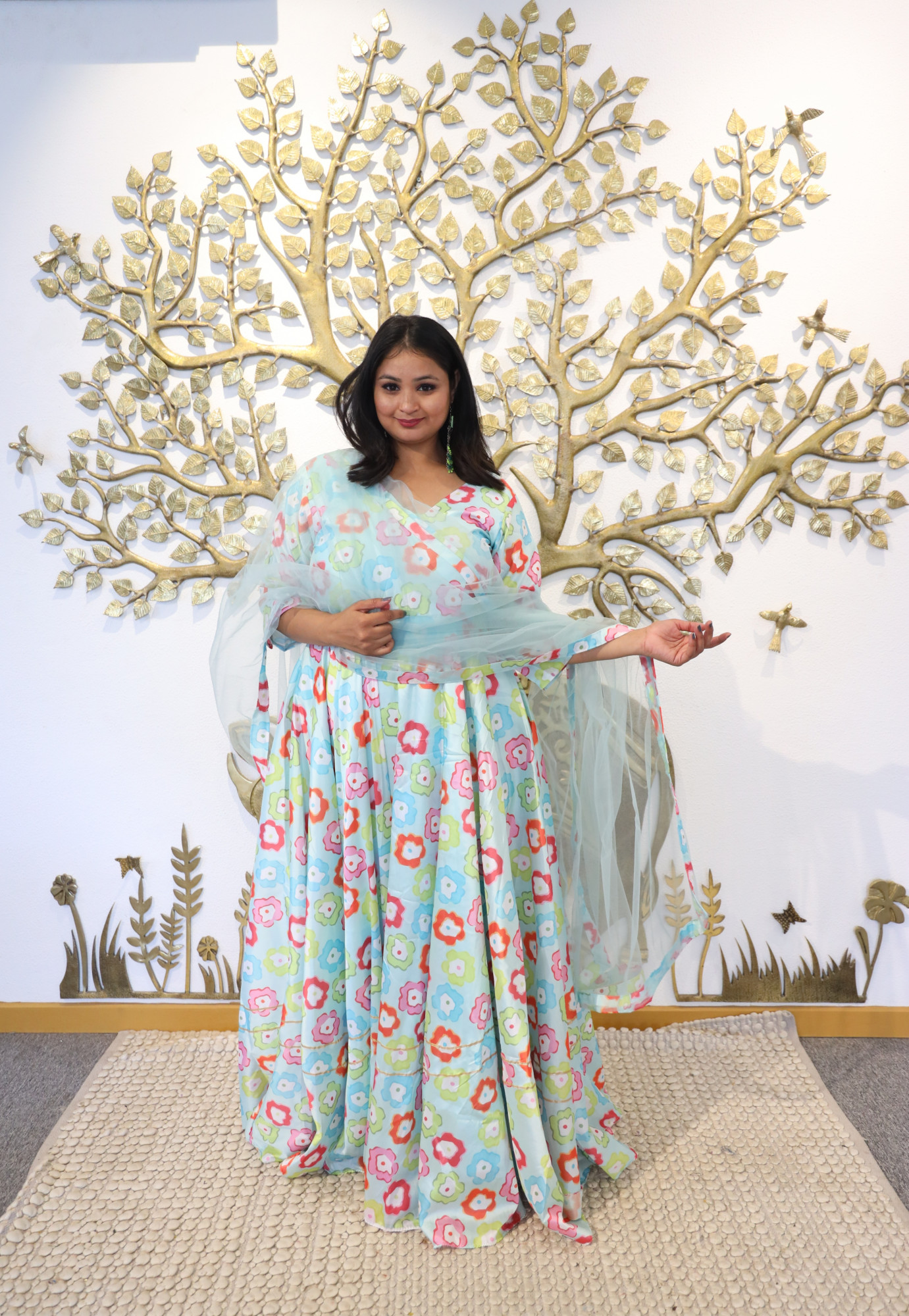 Morning Mist Silk Anarkali Set