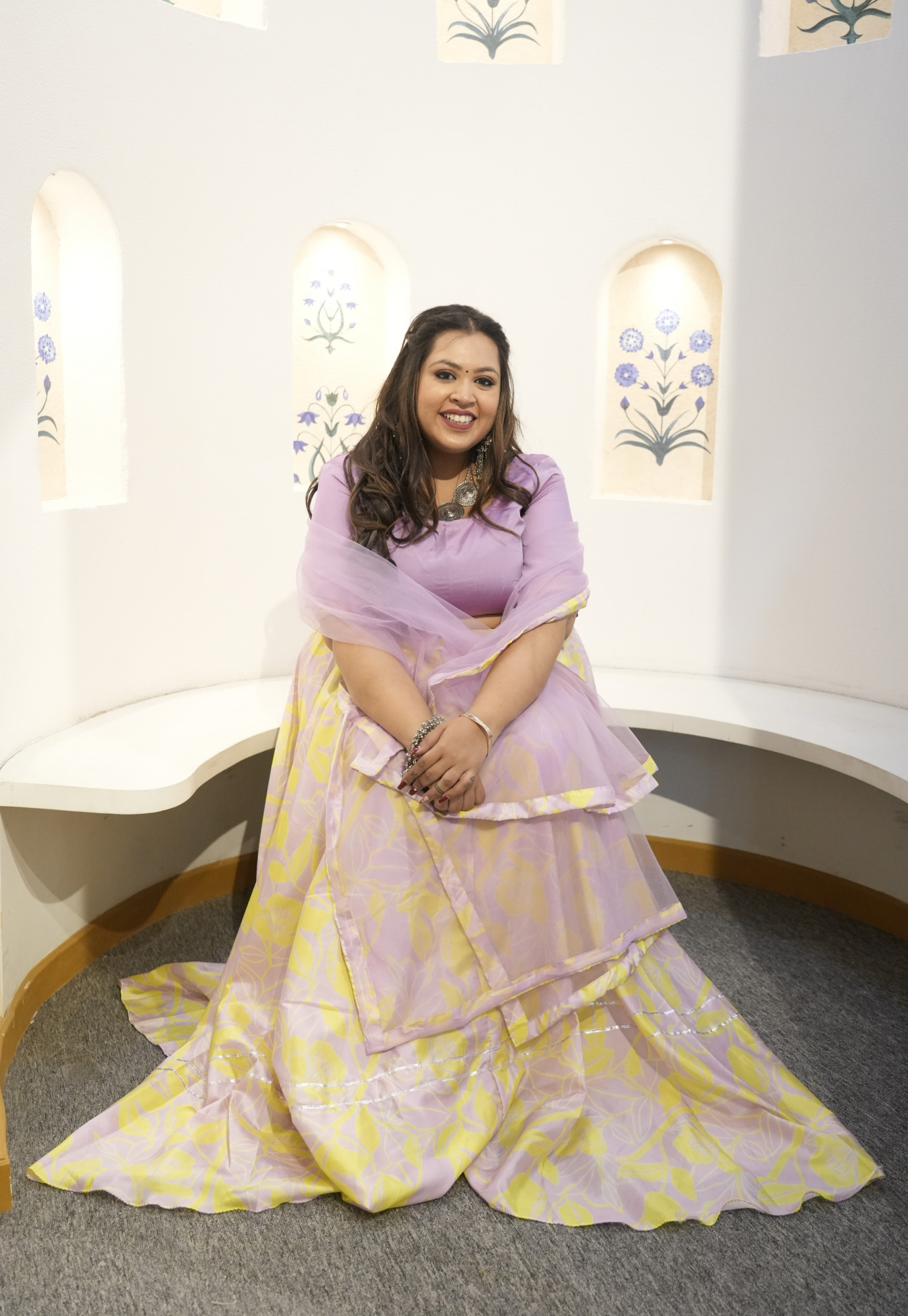 Dusk and Neon Abstract Printed Silk Lehenga Set