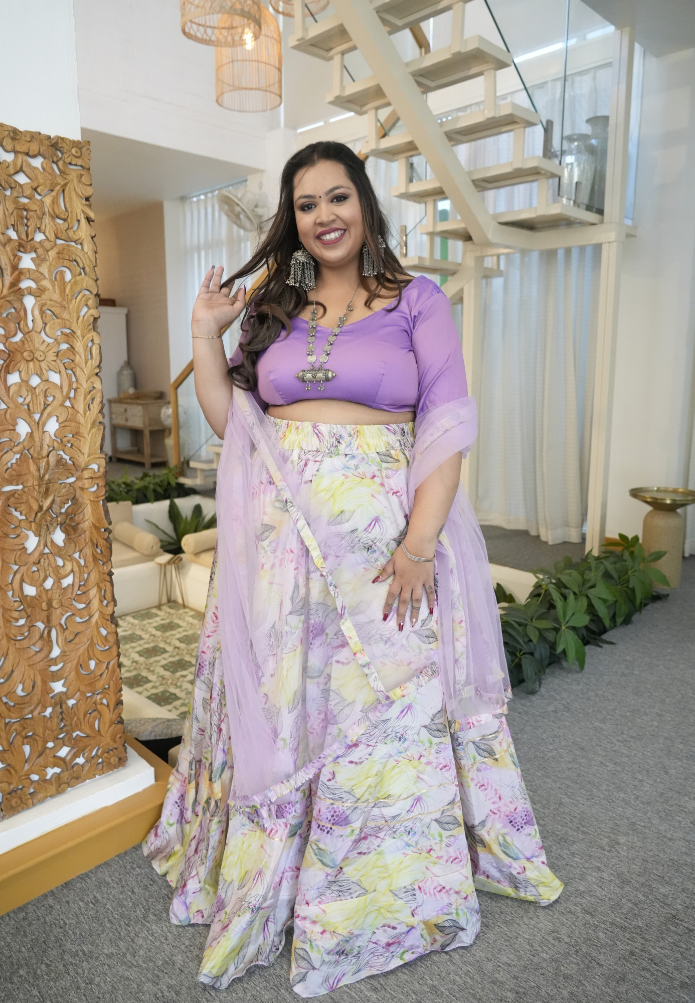 Pastel Forest Printed Silk Lehenga Set