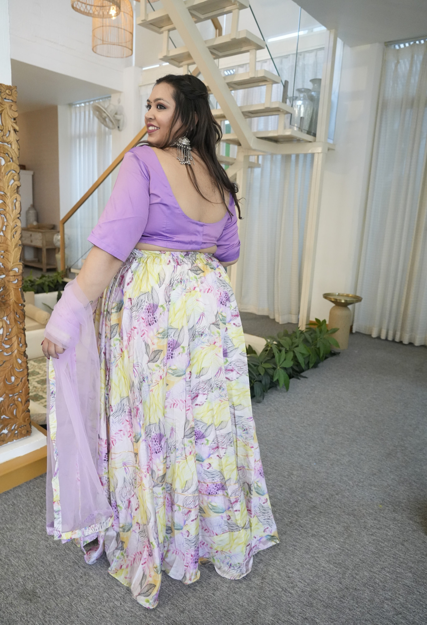 Pastel Forest Printed Silk Lehenga Set