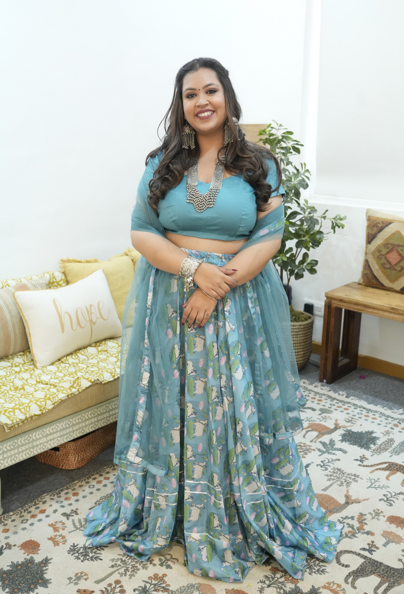 Rama Cow Printed Silk Lehenga Set