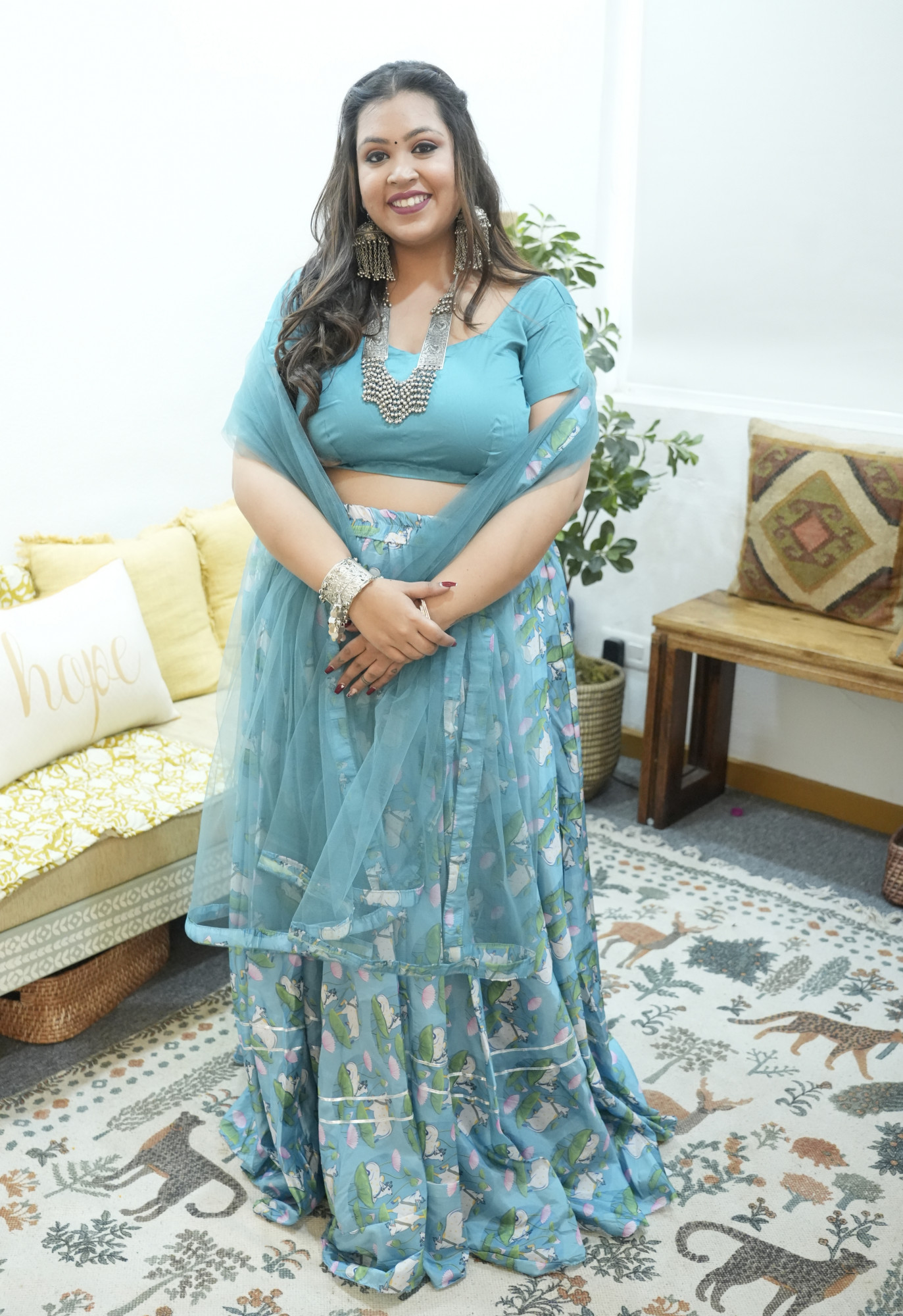 Rama Cow Printed Silk Lehenga Set