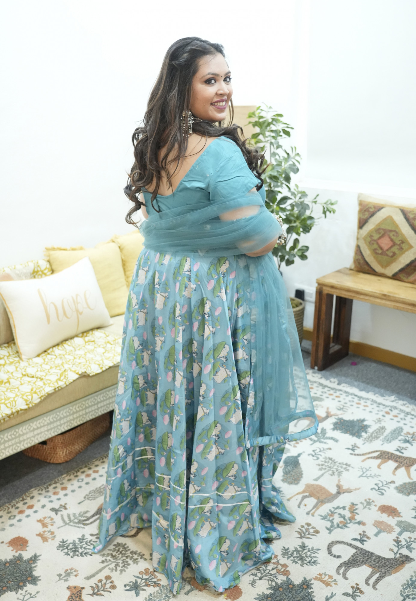 Rama Cow Printed Silk Lehenga Set