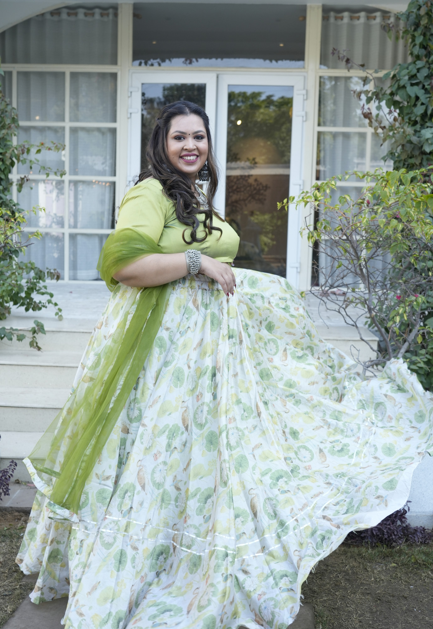 Olive Oasis Silk Lehenga Set