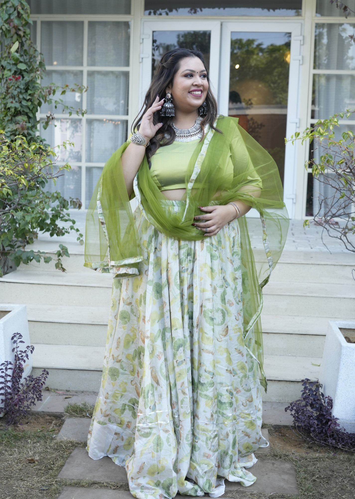 Olive Oasis Silk Lehenga Set