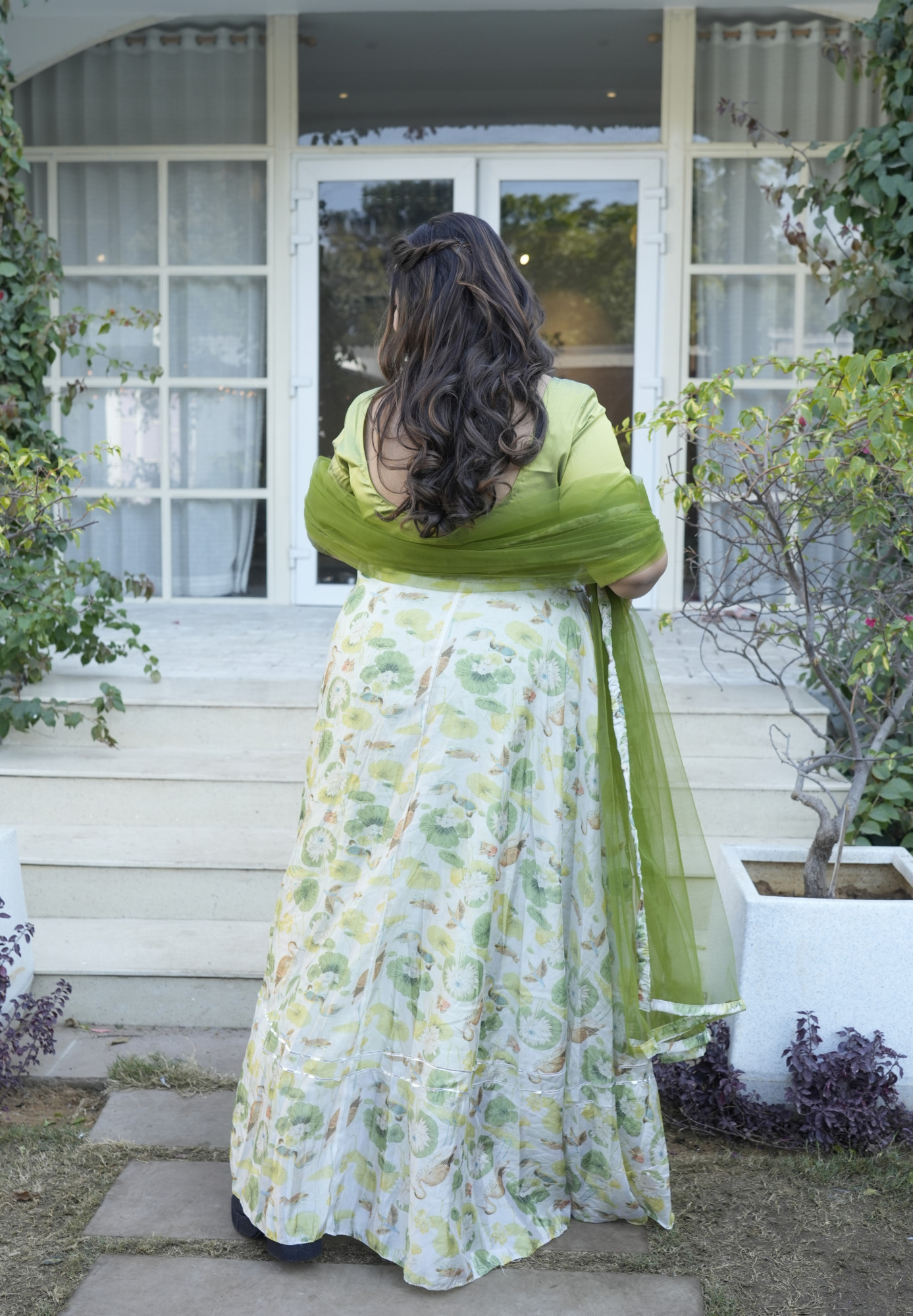 Olive Oasis Silk Lehenga Set