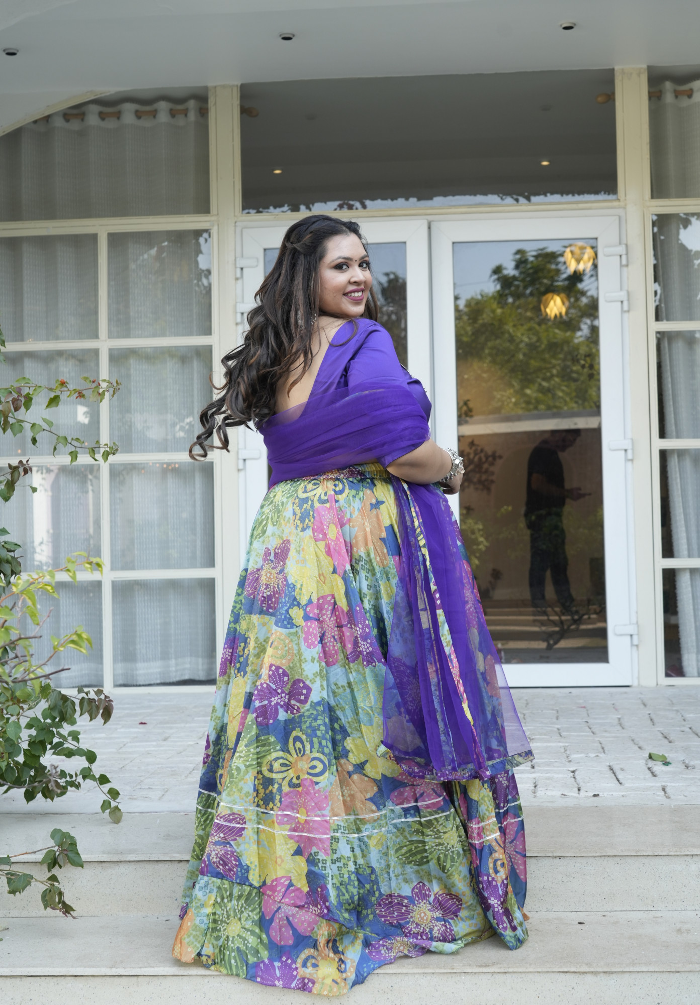 Bold Multicolour Floral Silk Lehenga Set