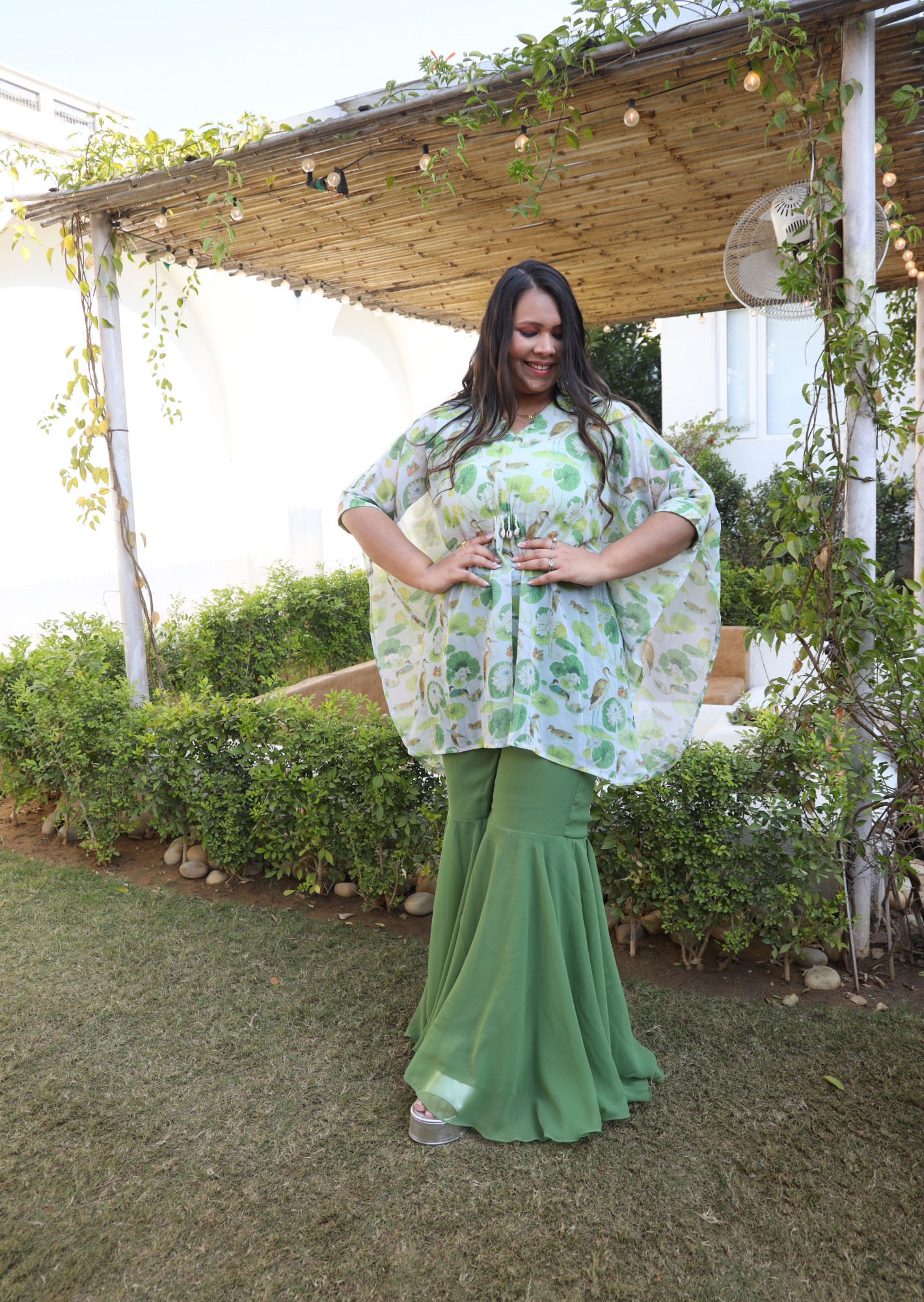 Olive Cow Georgette Sharara Set