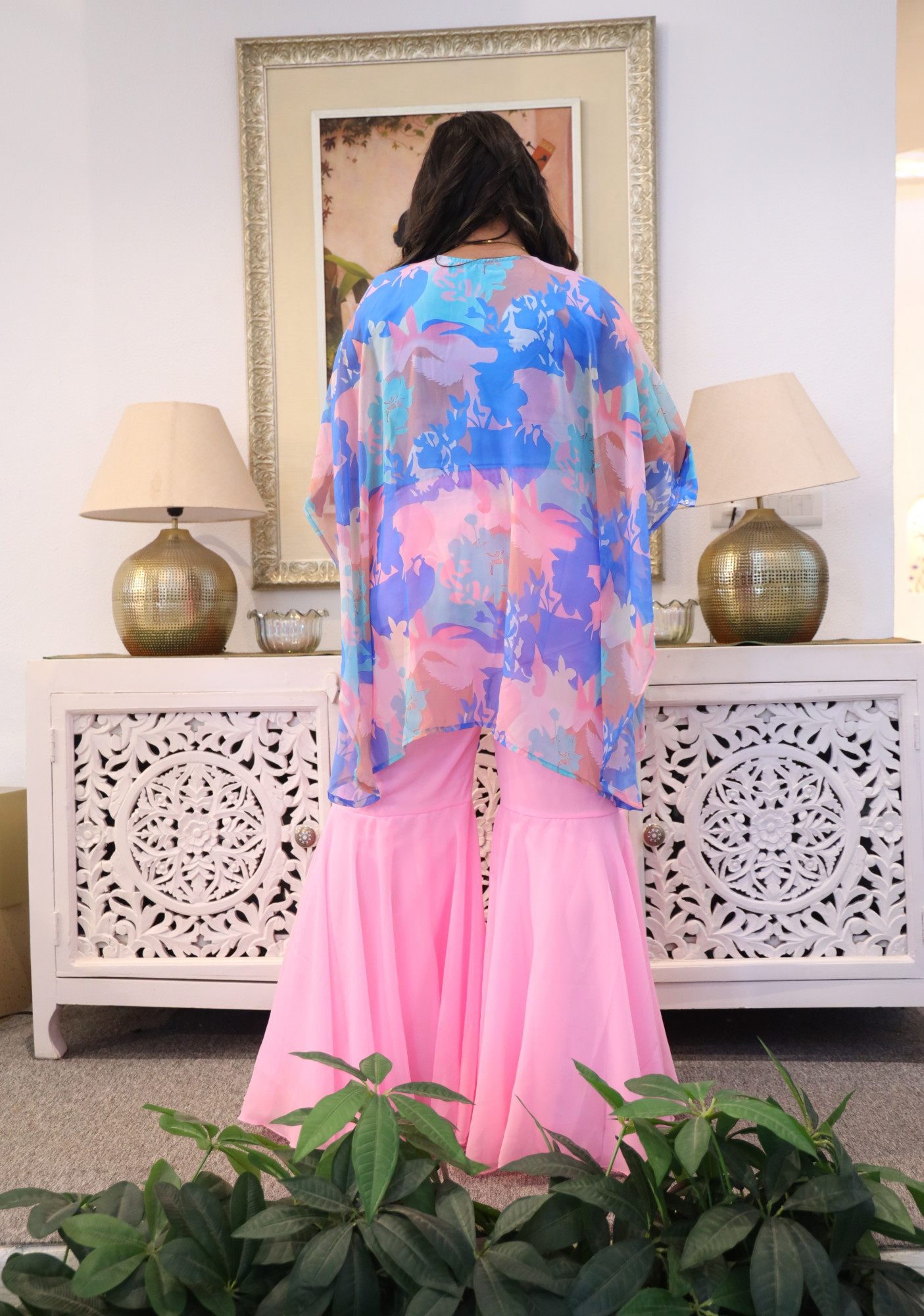 Pastel Abstract Georgette Sharara Set