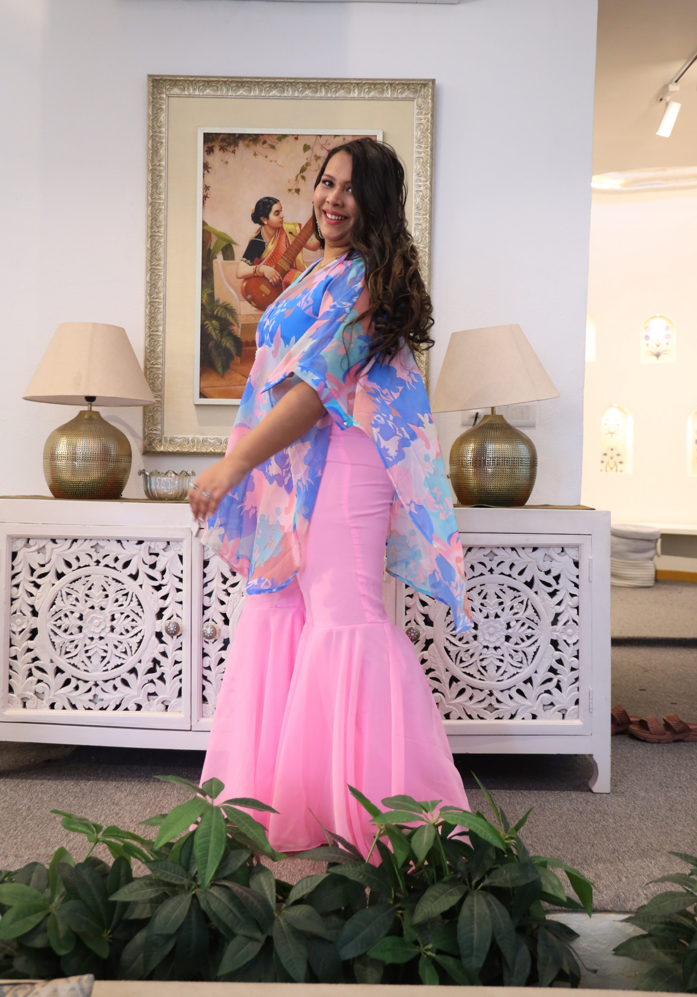 Pastel Abstract Georgette Sharara Set
