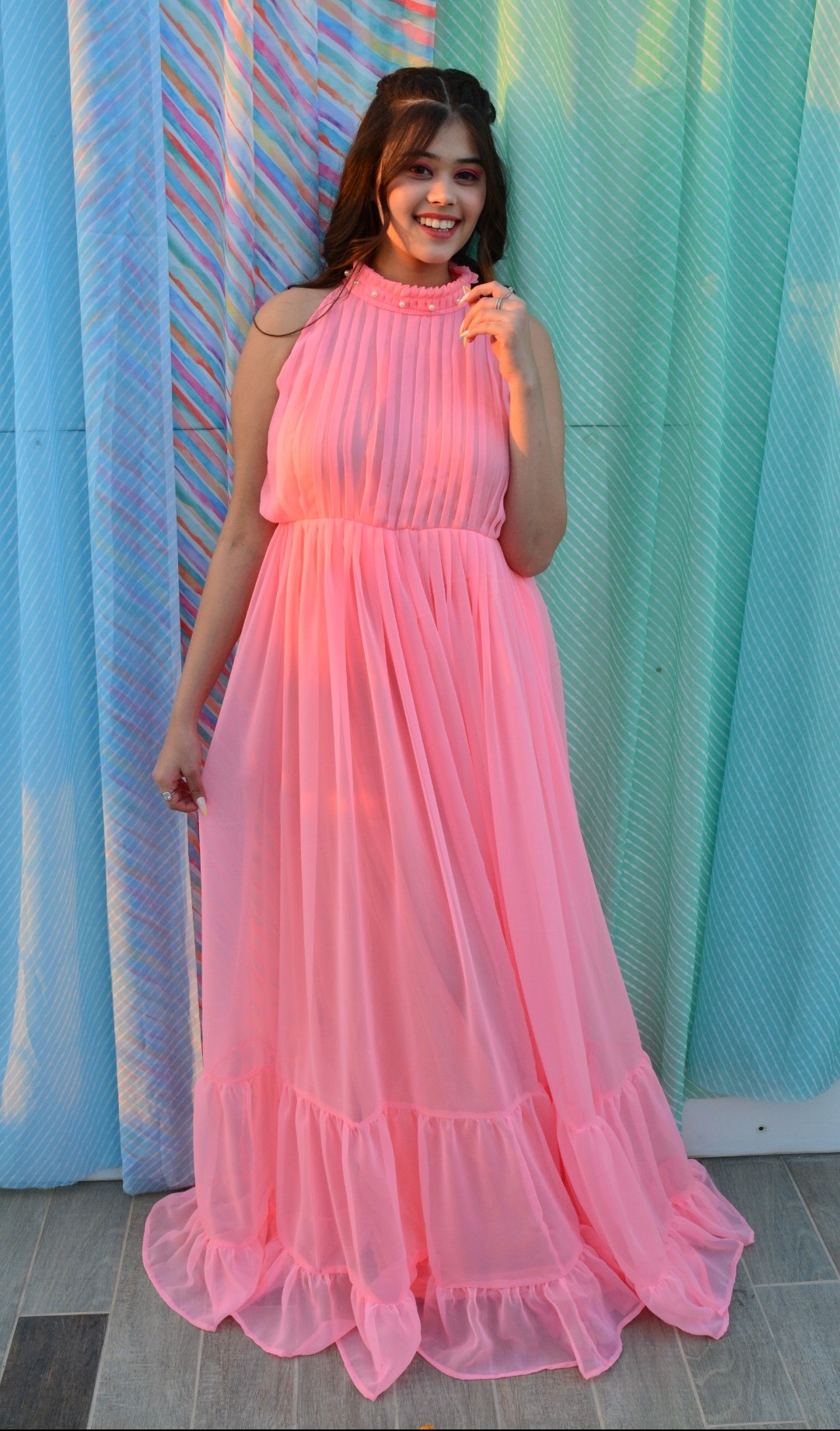 Inayaa Pink Georgette Dress