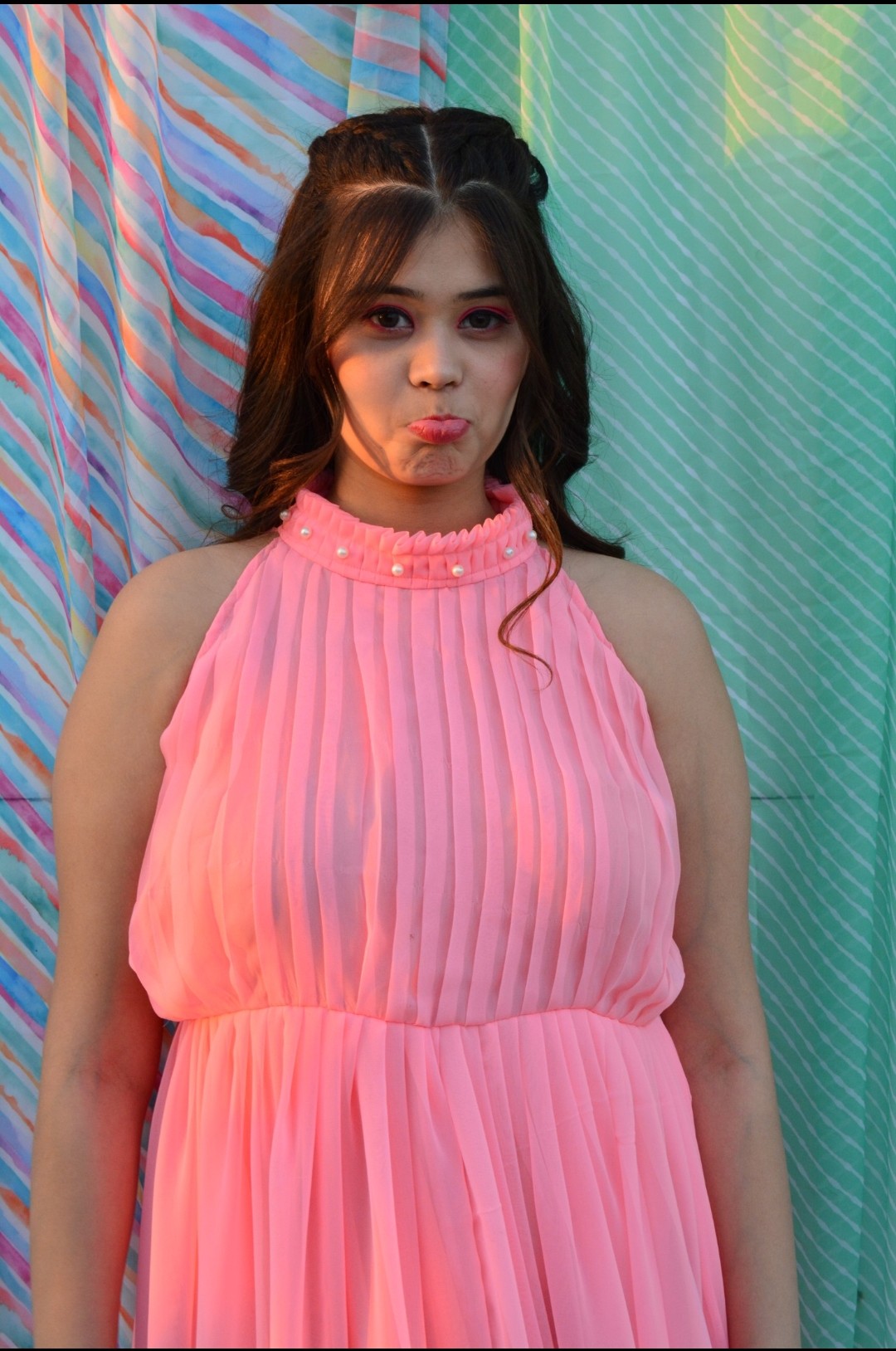 Inayaa Pink Georgette Dress