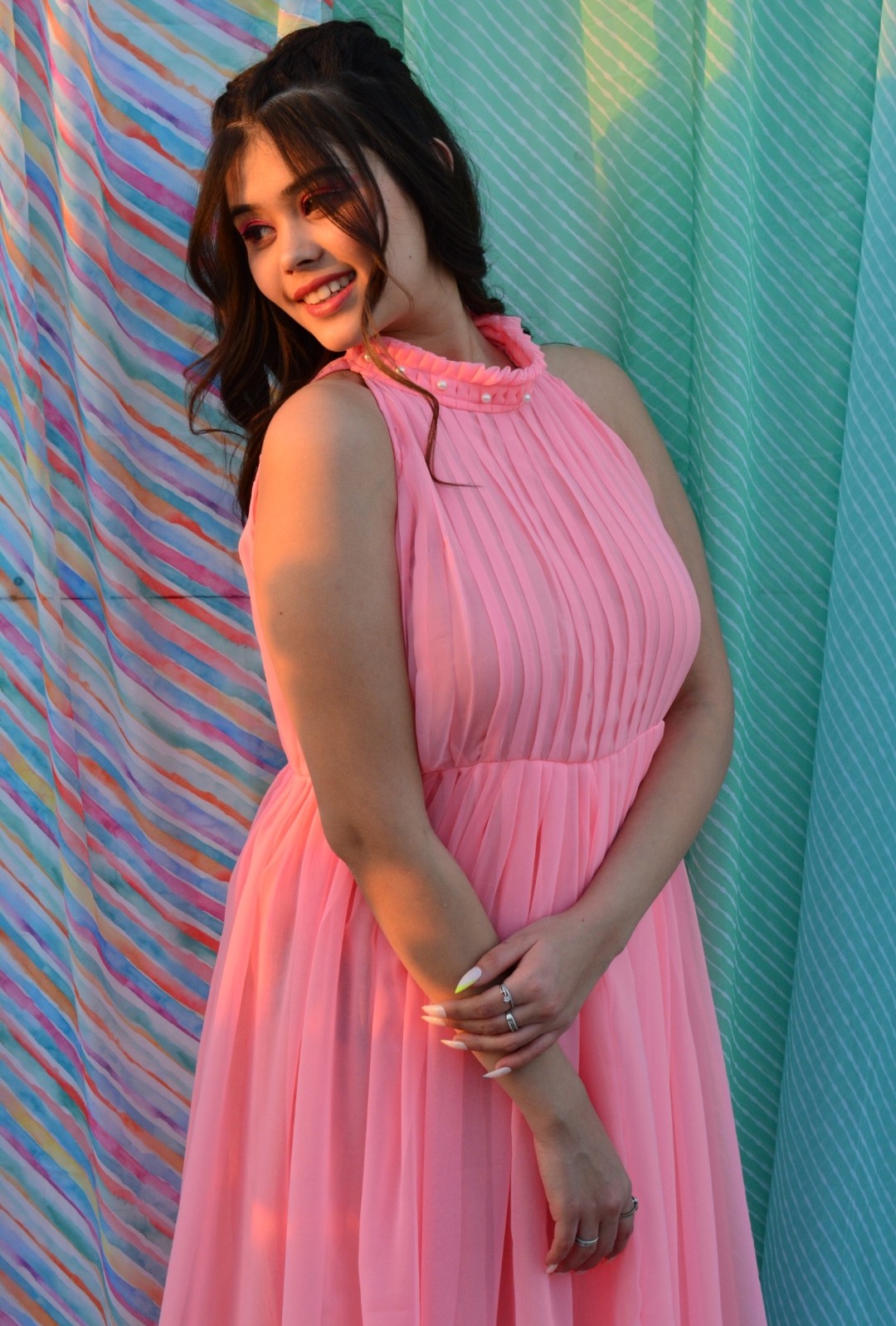 Inayaa Pink Georgette Dress