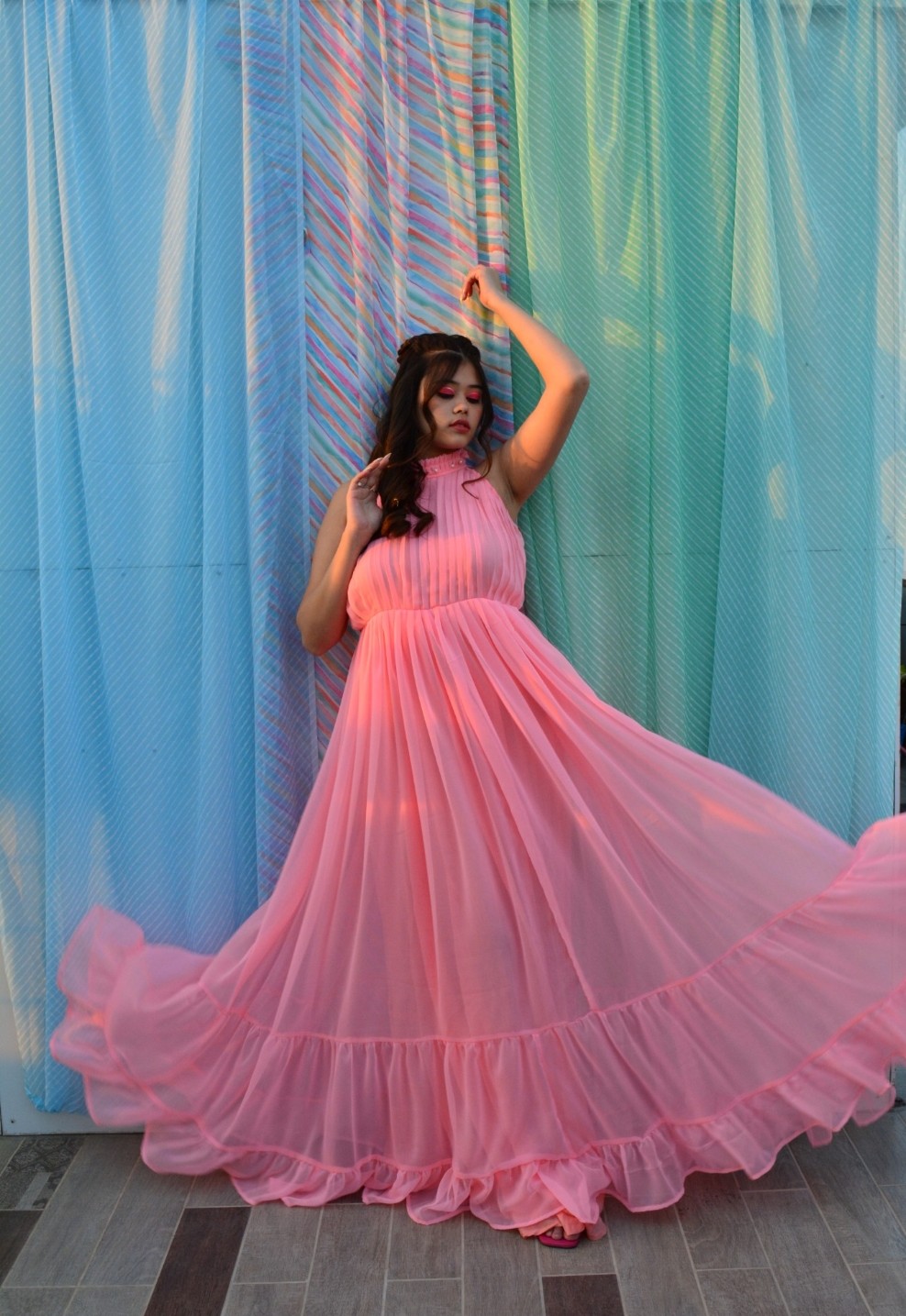 Inayaa Pink Georgette Dress