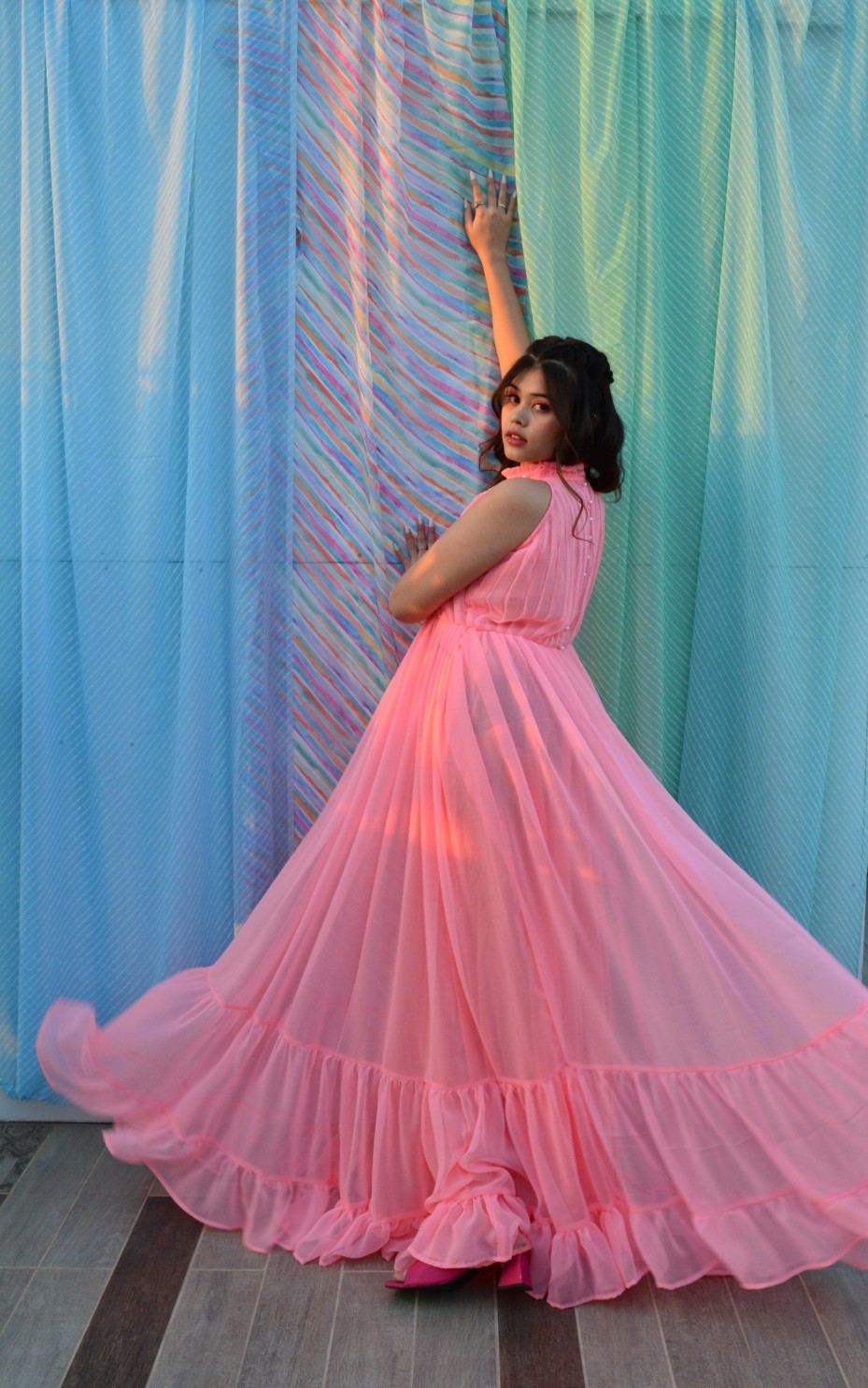 Inayaa Pink Georgette Dress