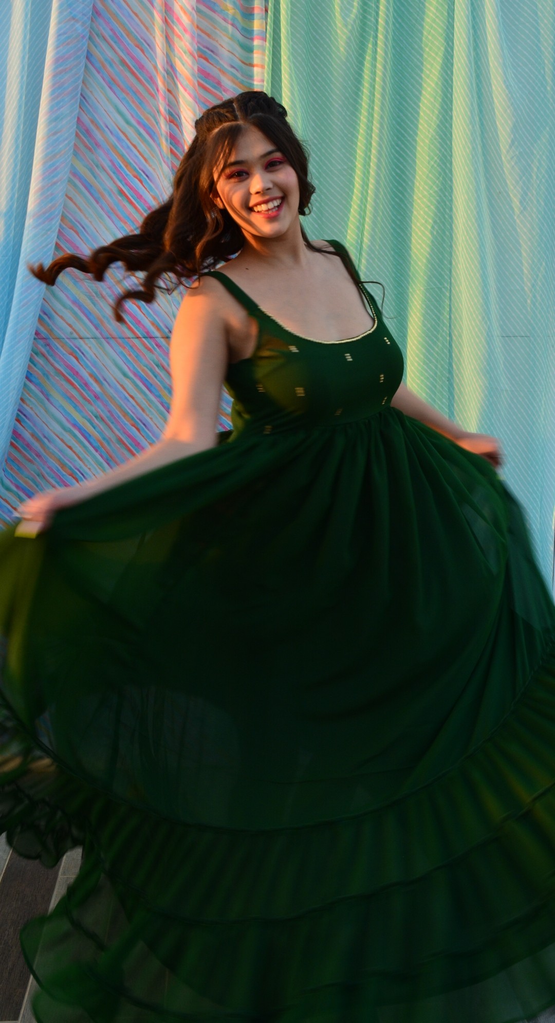 Tamanna Bottle green Georgette Dress