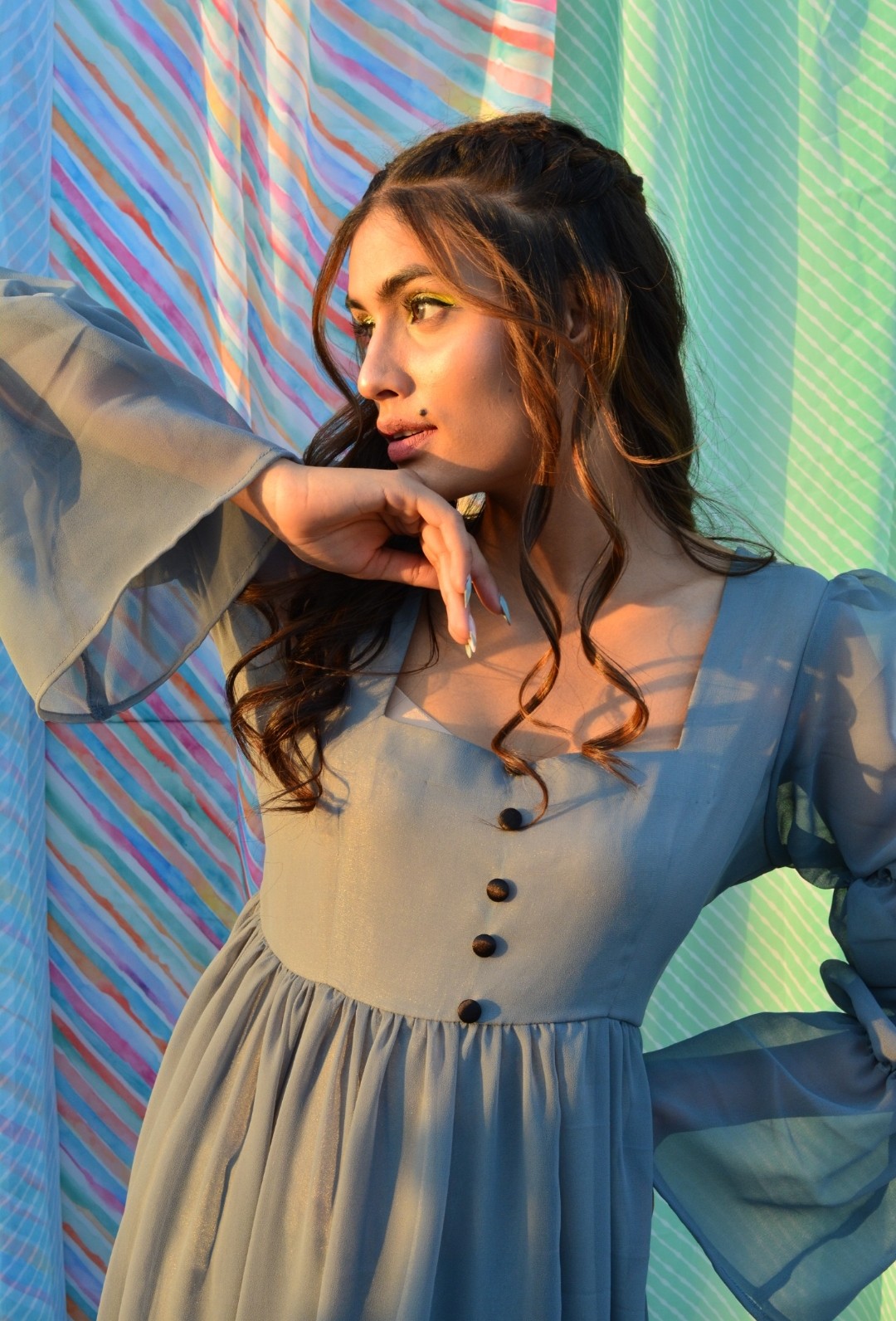 Aleena grey Georgette Dress
