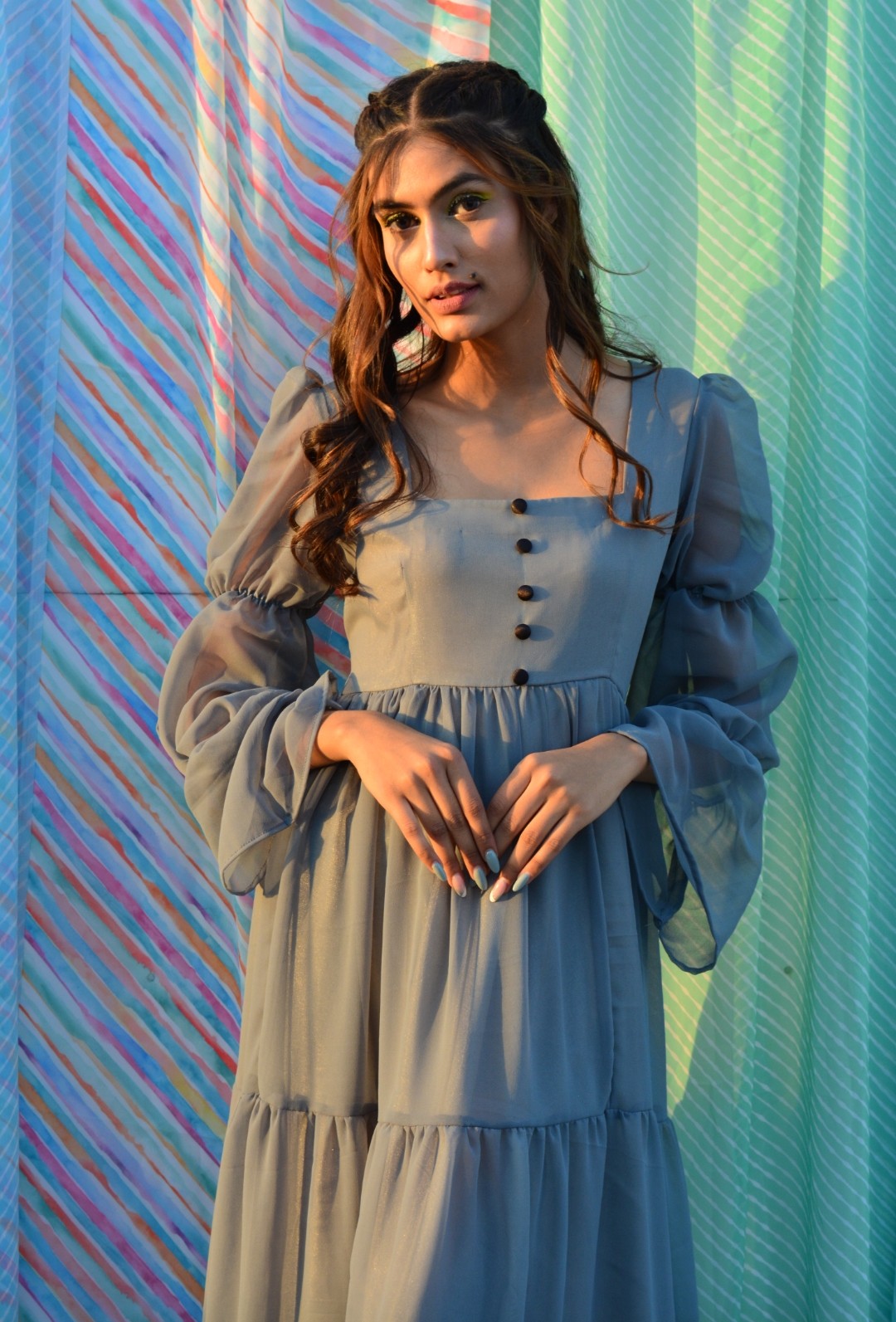 Aleena grey Georgette Dress