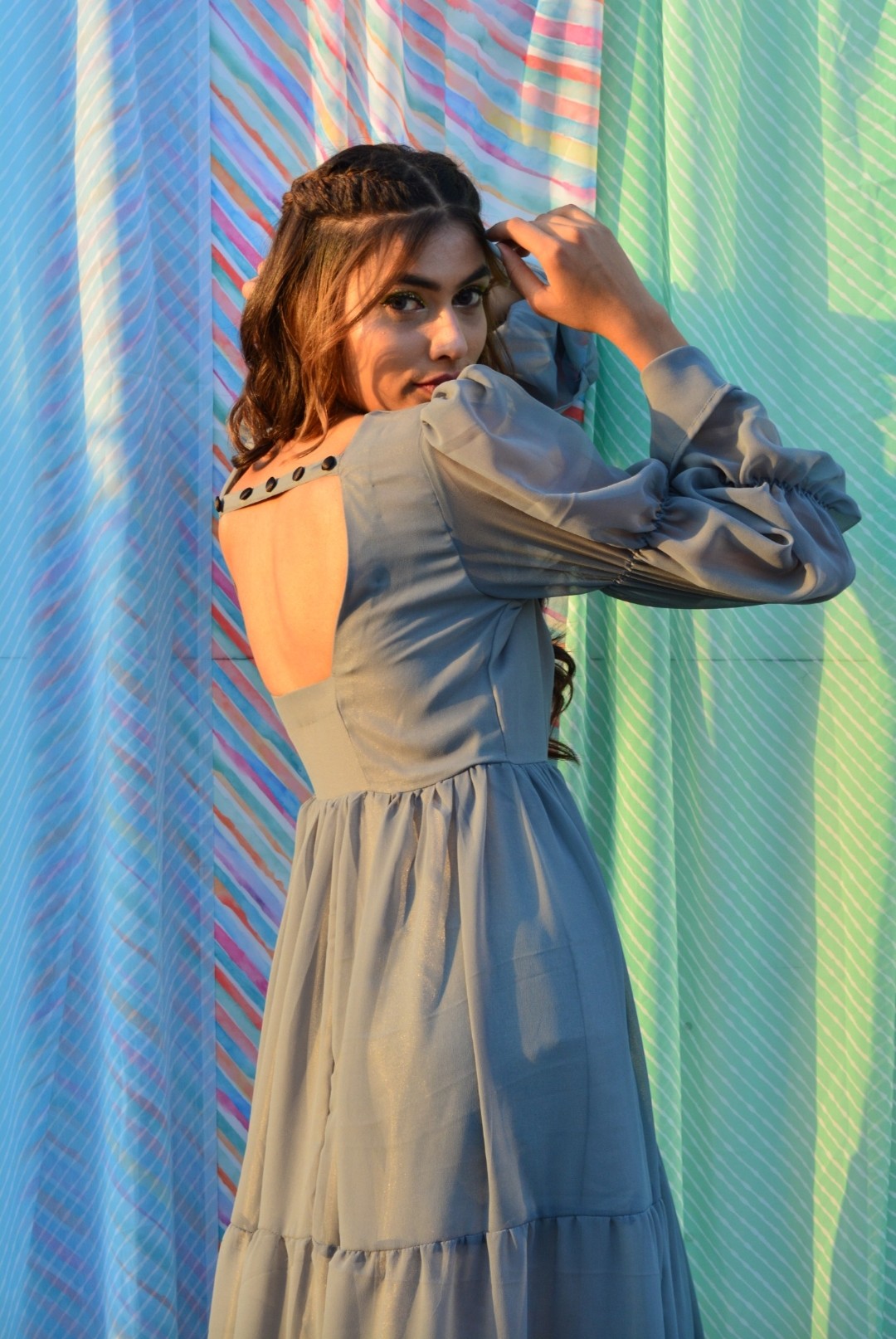 Aleena grey Georgette Dress